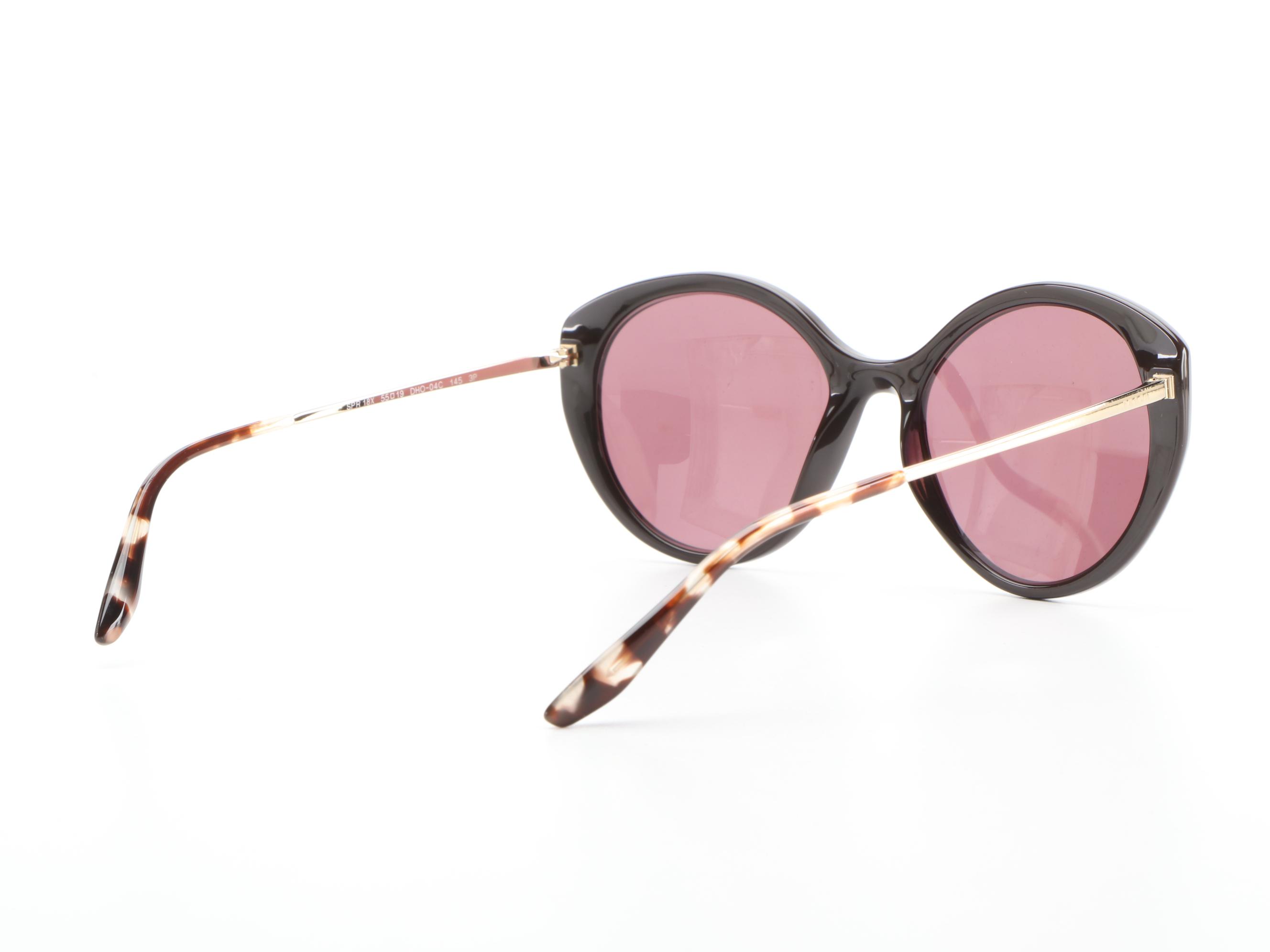 Prada SPR 18X Round Butterfly Sunglasses with Polarized Lenses with Case and Box