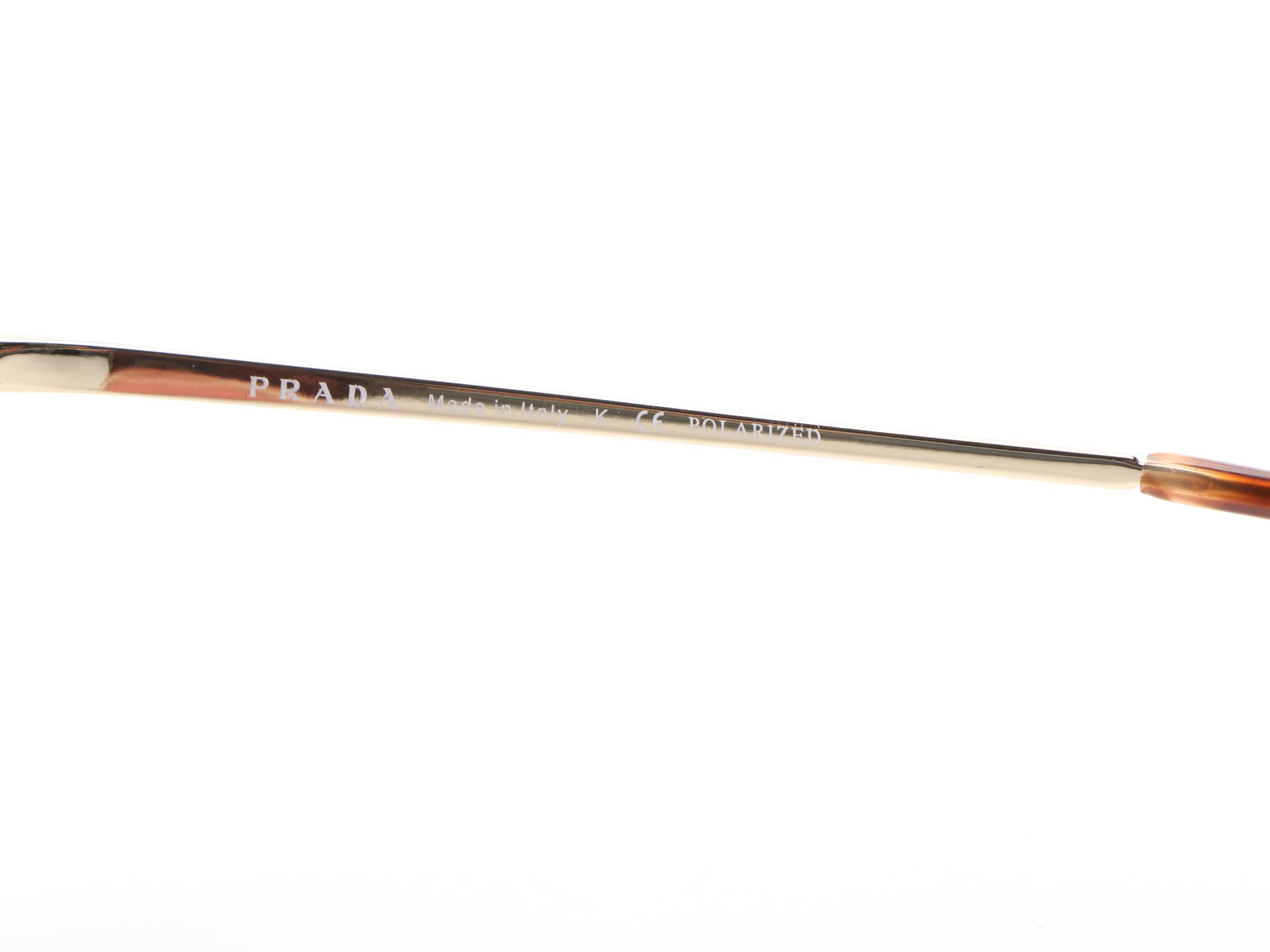 Prada SPR 18X Round Butterfly Sunglasses with Polarized Lenses with Case and Box