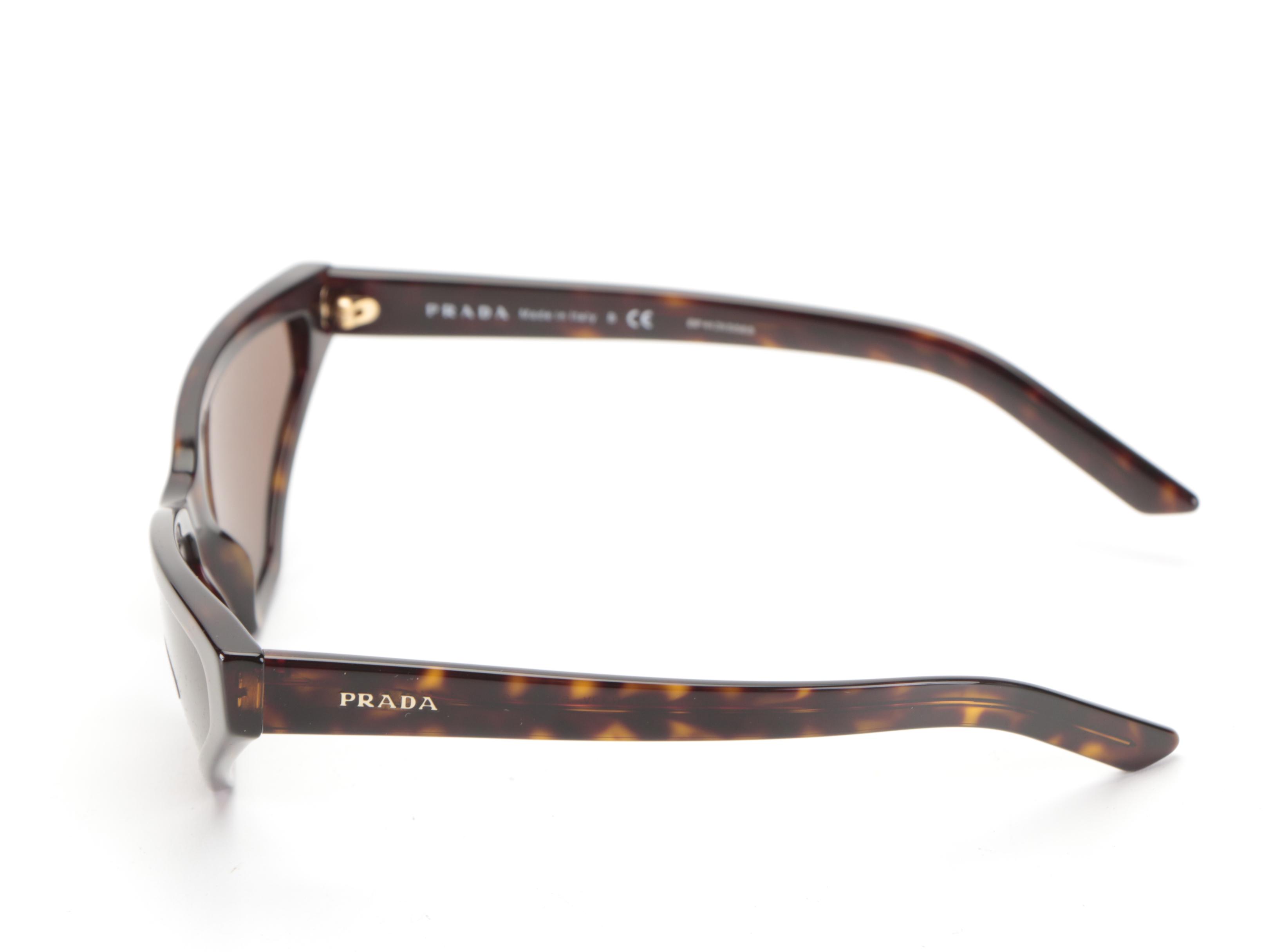 Prada SPR12V Cat Eye Havana Sunglasses with Case and Box