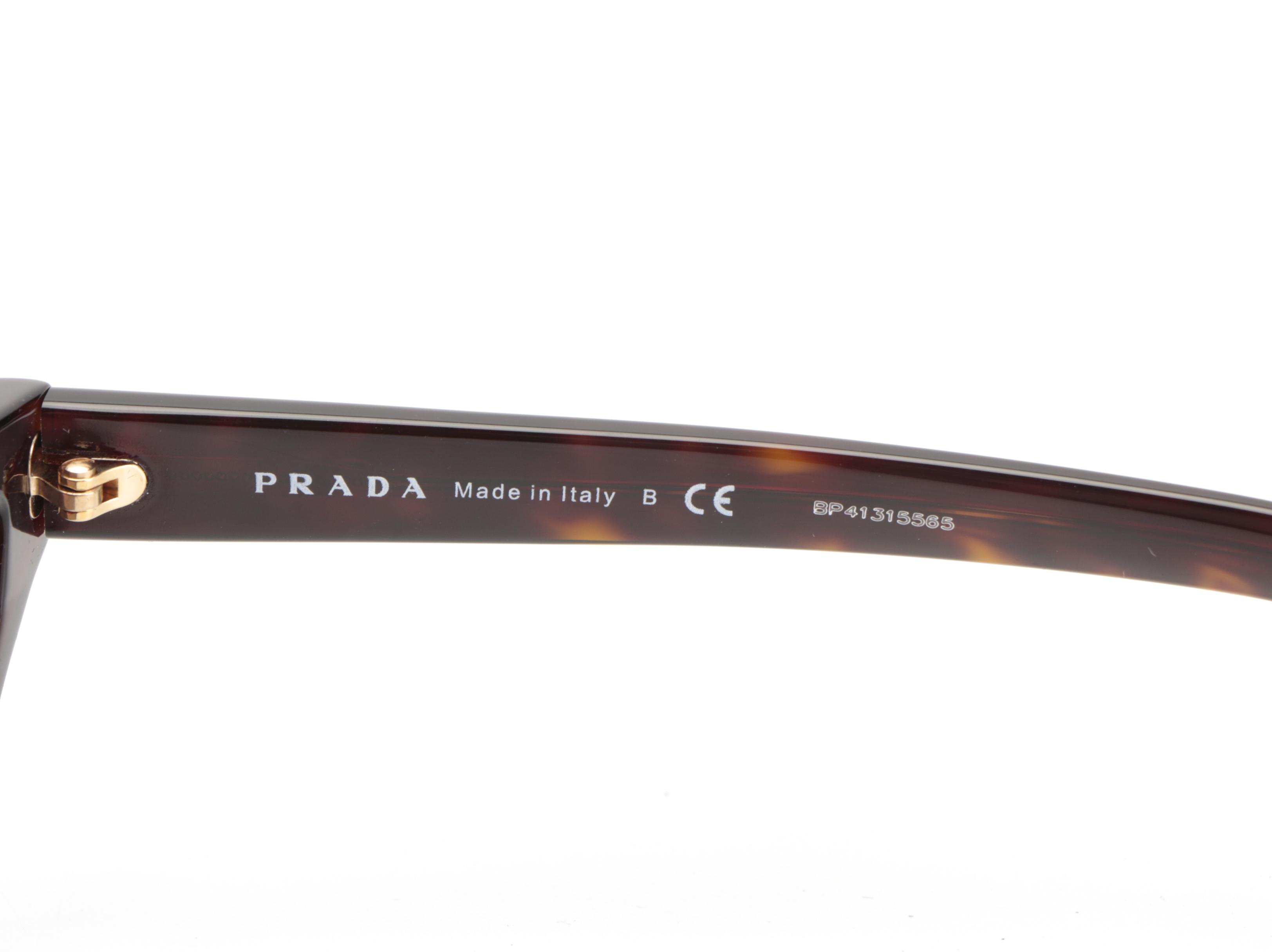 Prada SPR12V Cat Eye Havana Sunglasses with Case and Box