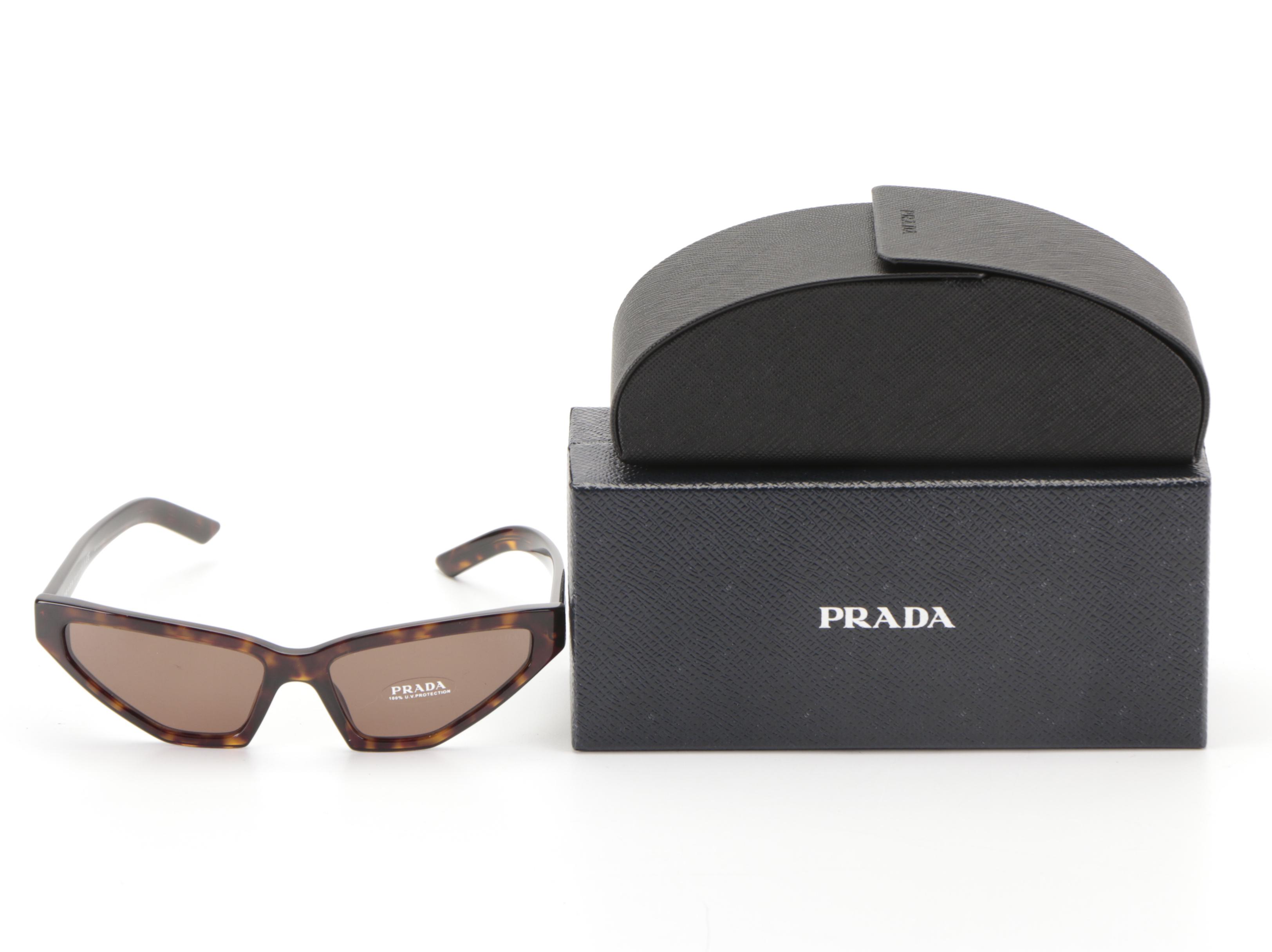 Prada SPR12V Cat Eye Havana Sunglasses with Case and Box