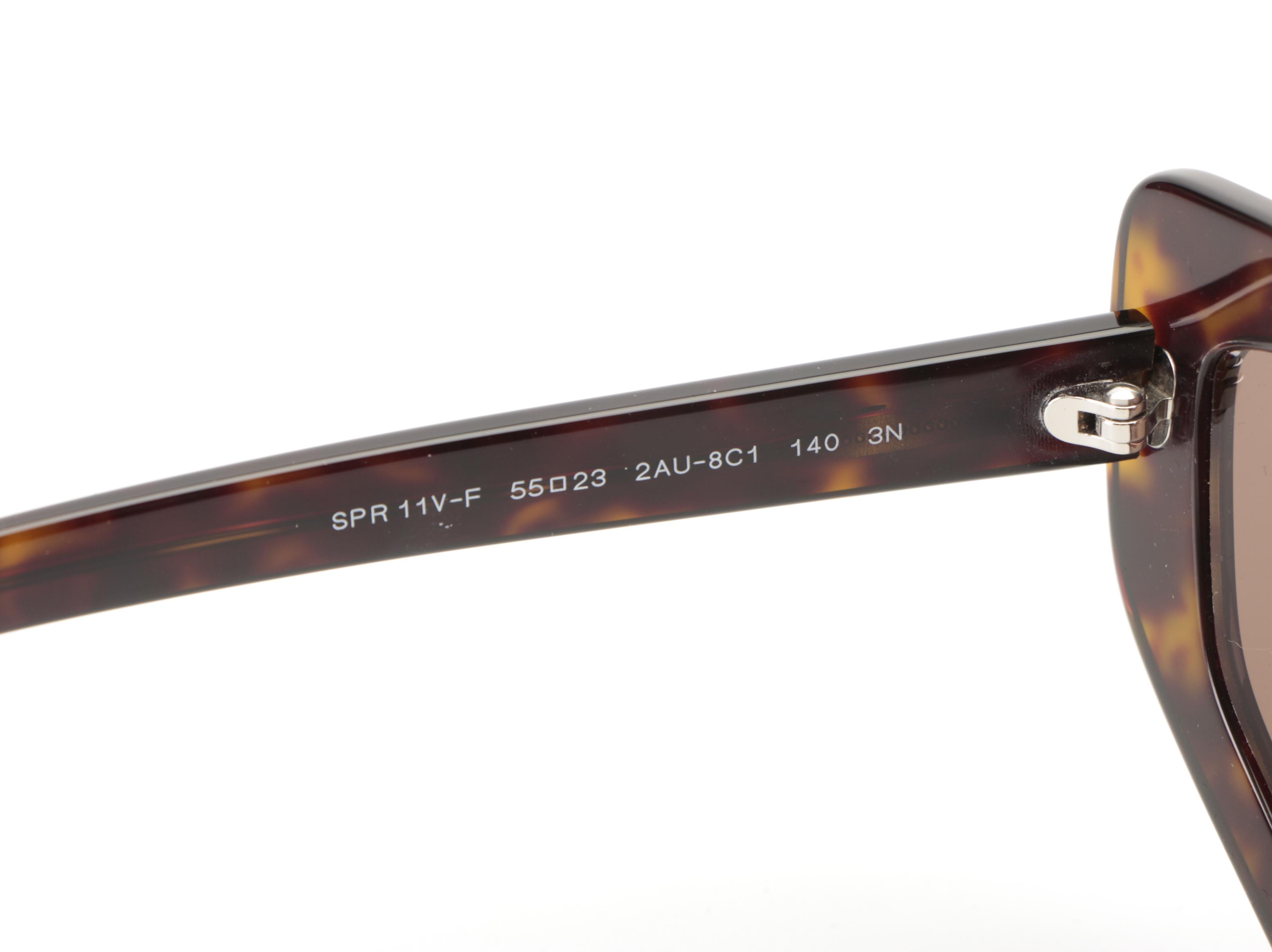 Prada SPR11V-F Modified Cat Eye Sunglasses in Dark Havana with Case and Box