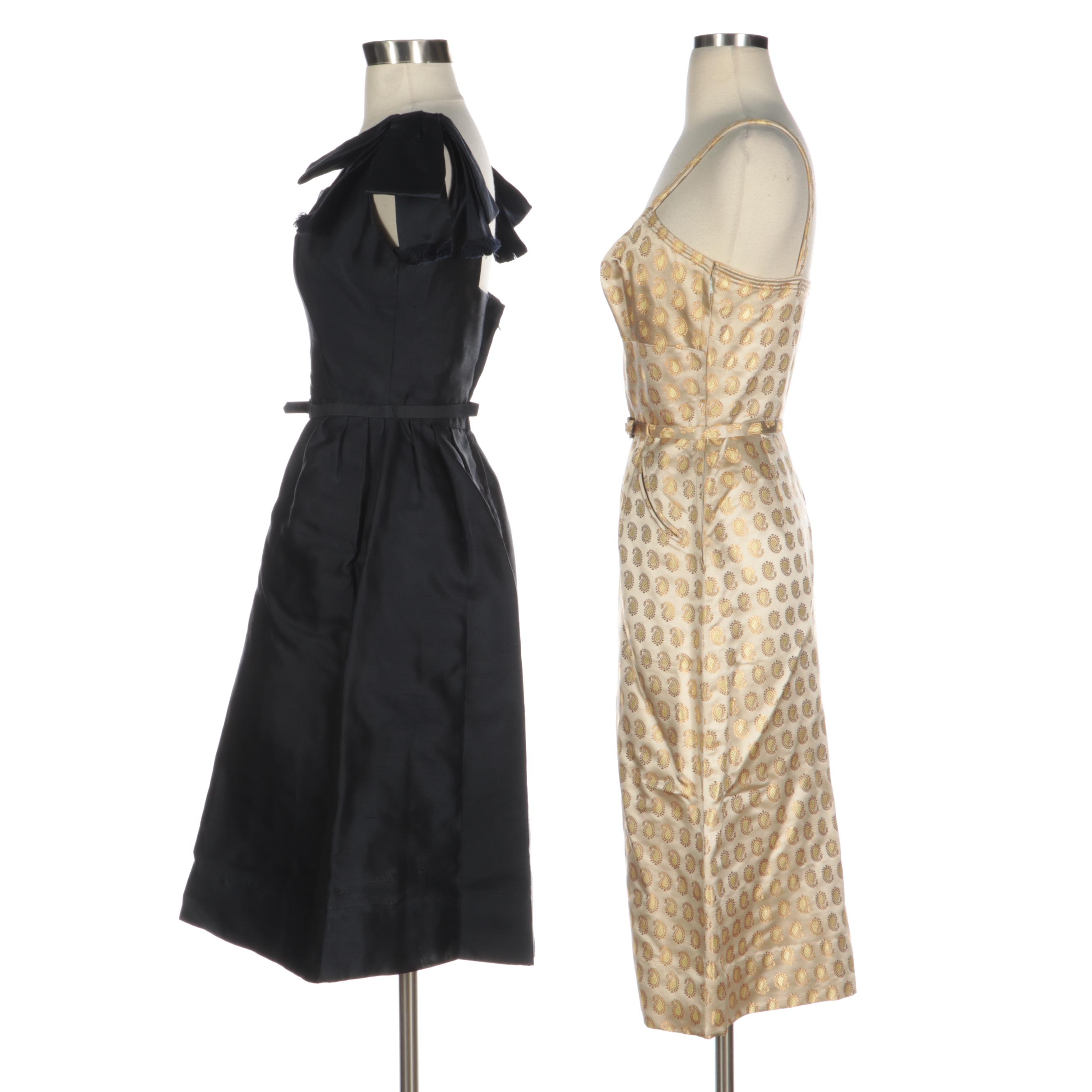 Helena Barbieri and Dynasty Silk Cocktail Dresses, Late 1950s