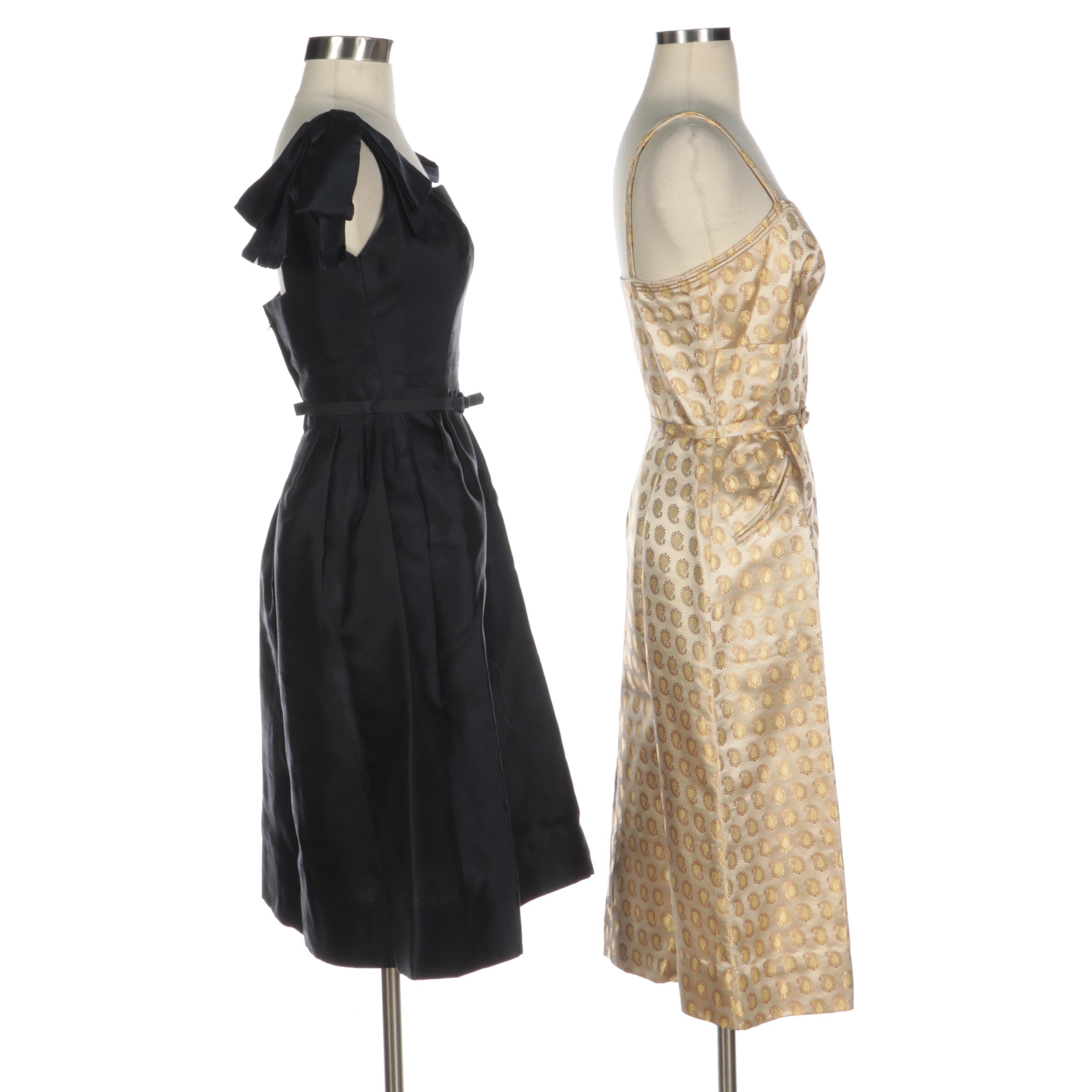 Helena Barbieri and Dynasty Silk Cocktail Dresses, Late 1950s