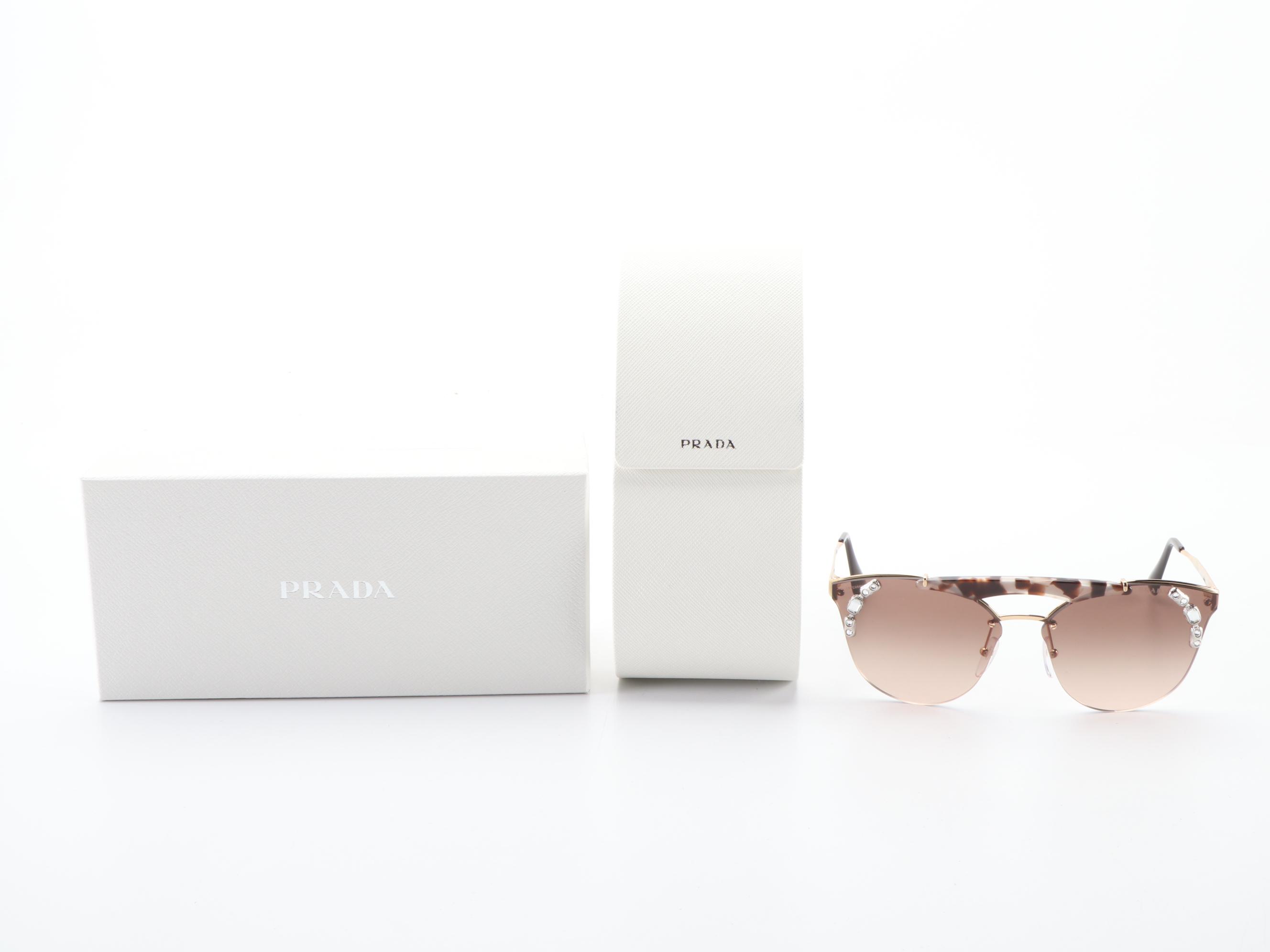 Prada SPR53U Embellished Sunglasses with Case and Box