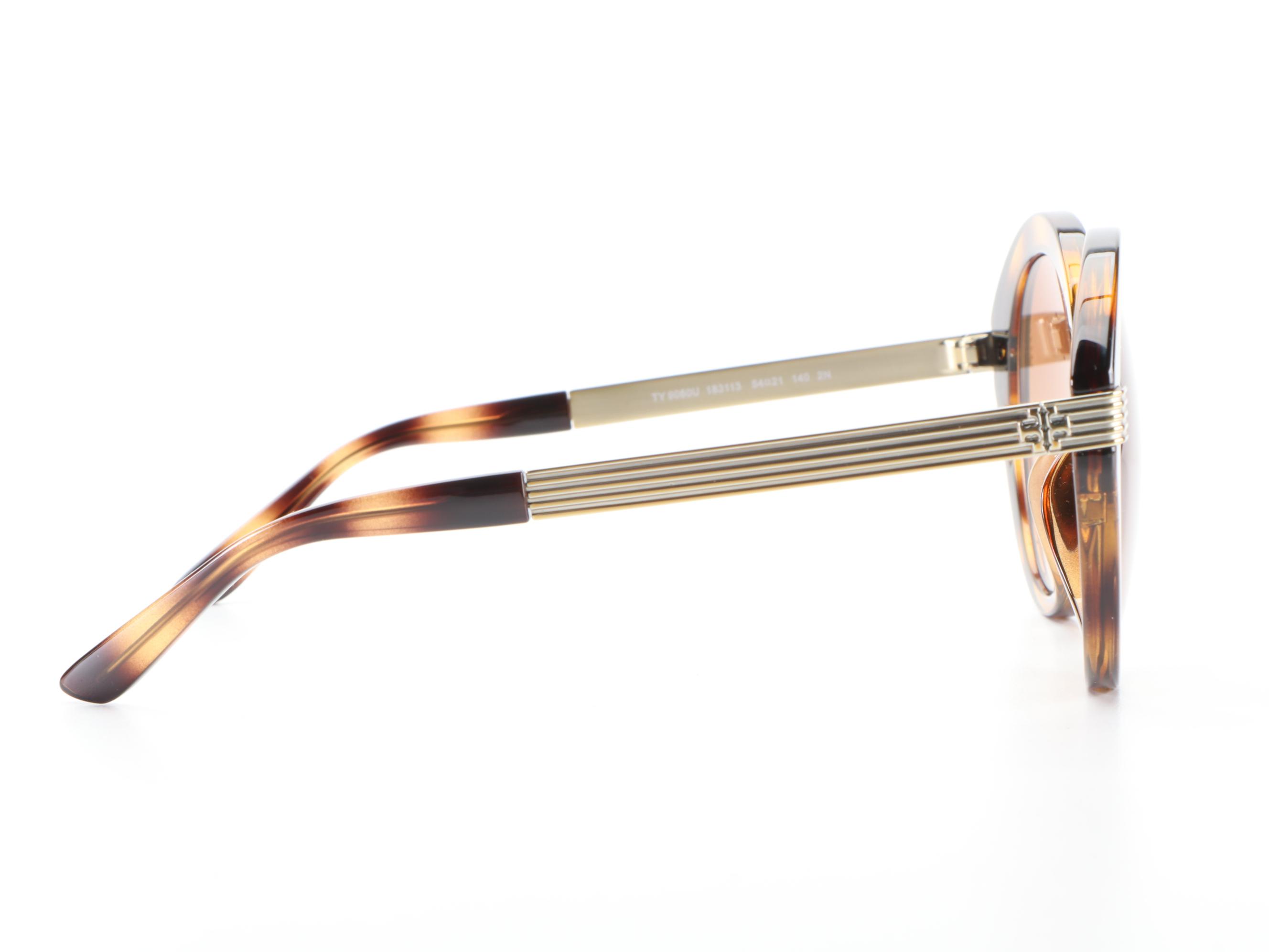 Tory Burch TY9060U Round Havana and Gold Frame Sunglasses with Case