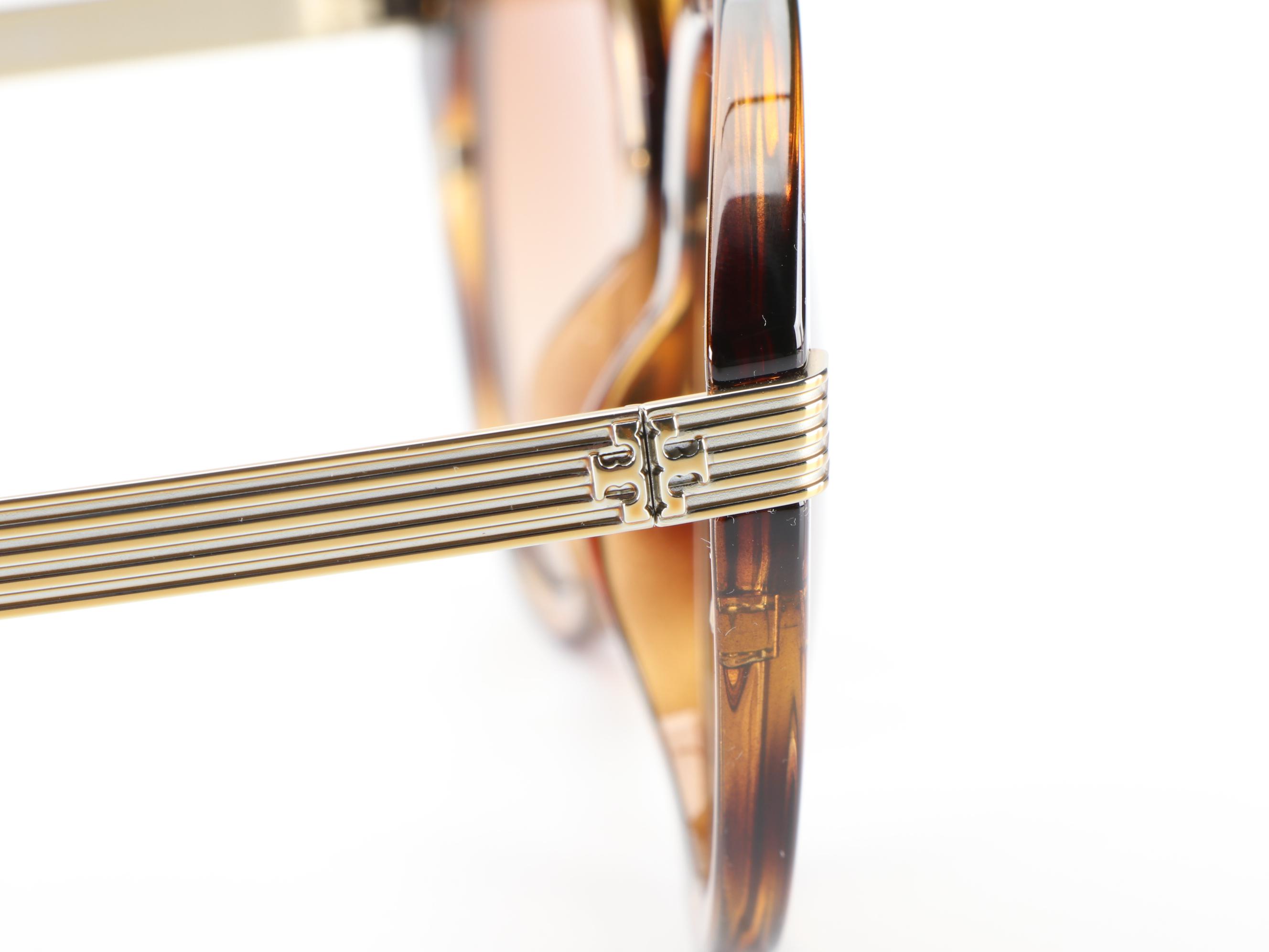 Tory Burch TY9060U Round Havana and Gold Frame Sunglasses with Case