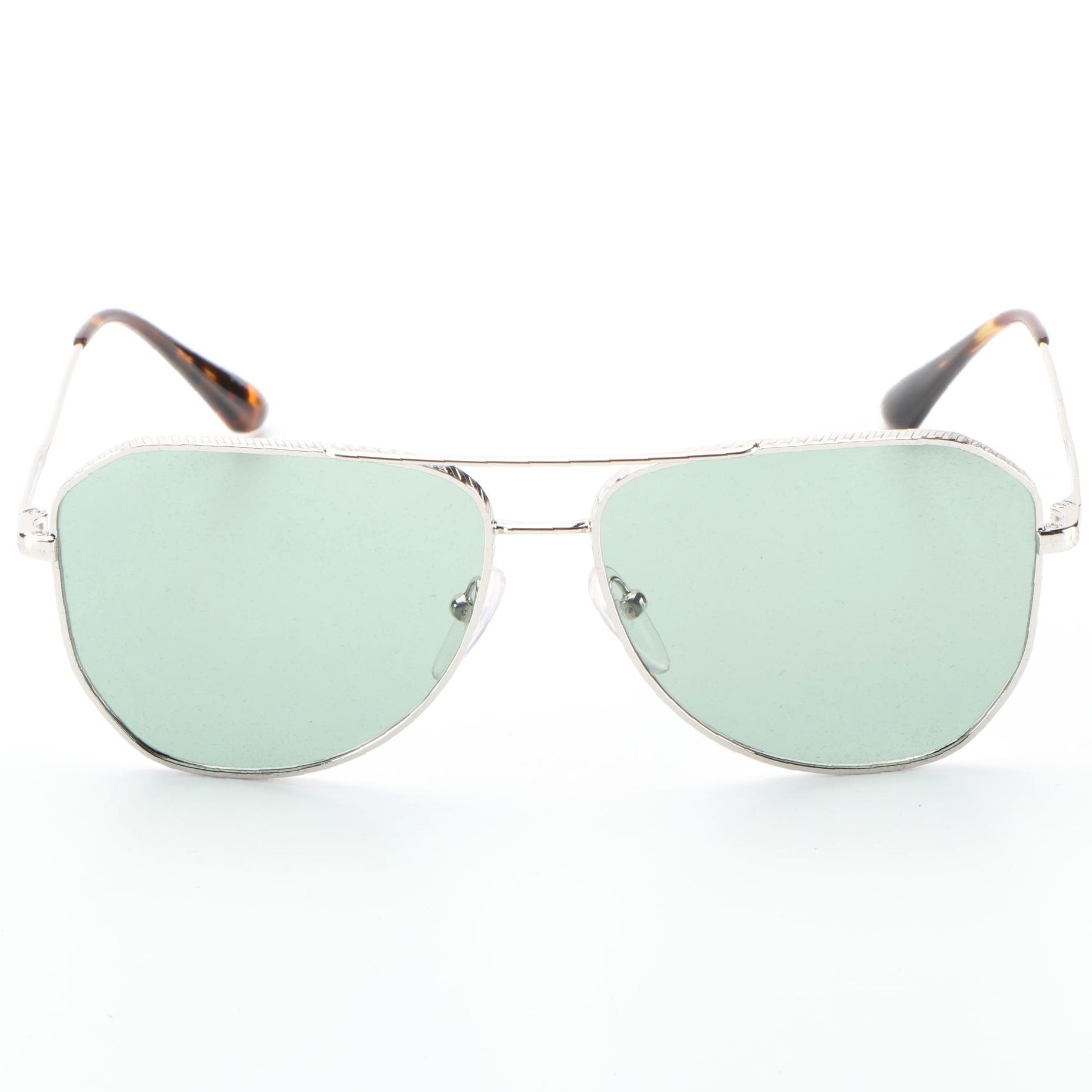 Prada SPR63X Aviator Sunglasses in Silver Tone Metal with Case and Box