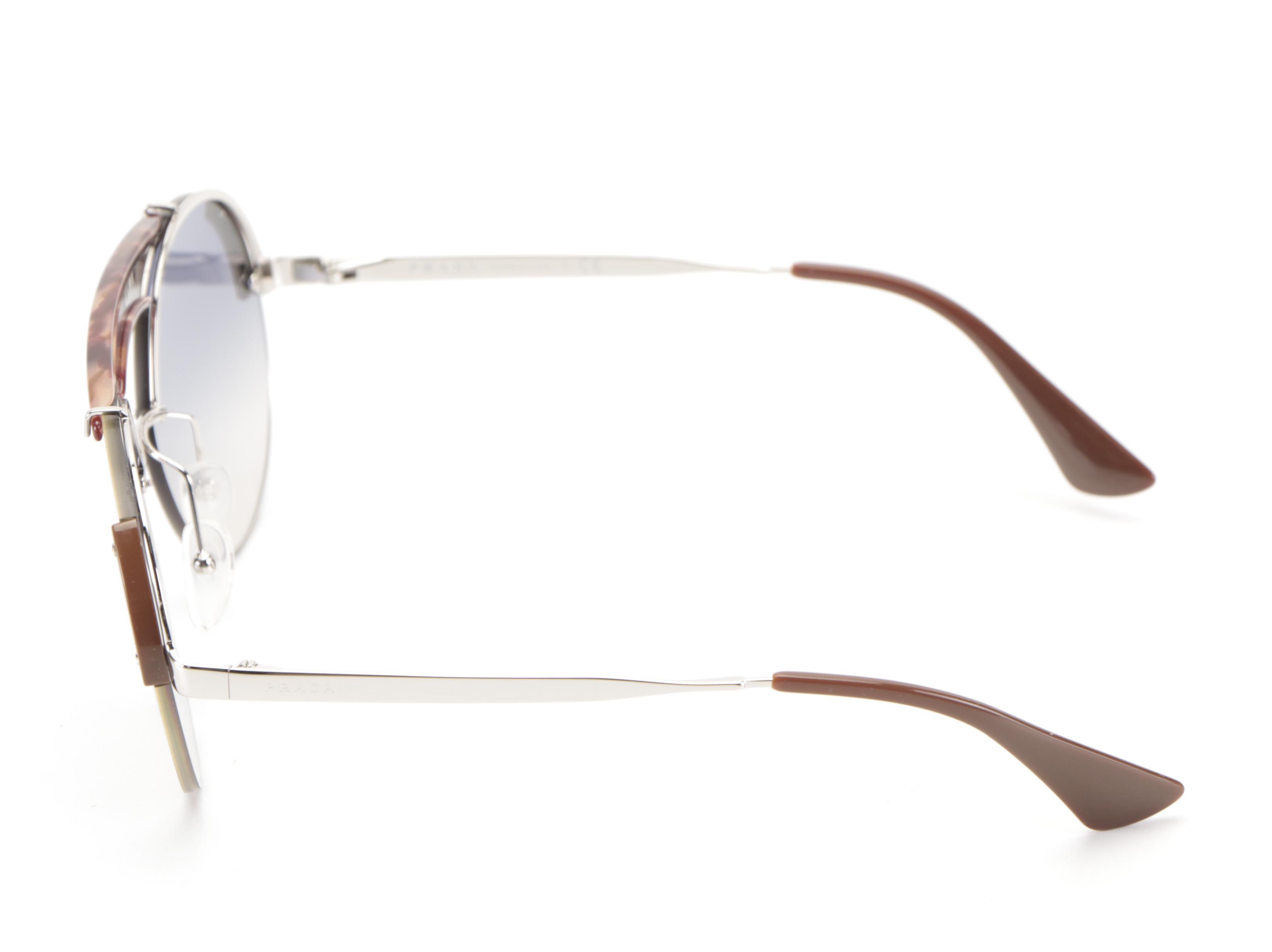 Prada SPR52U Round Pilot Sunglasses with Case and Box