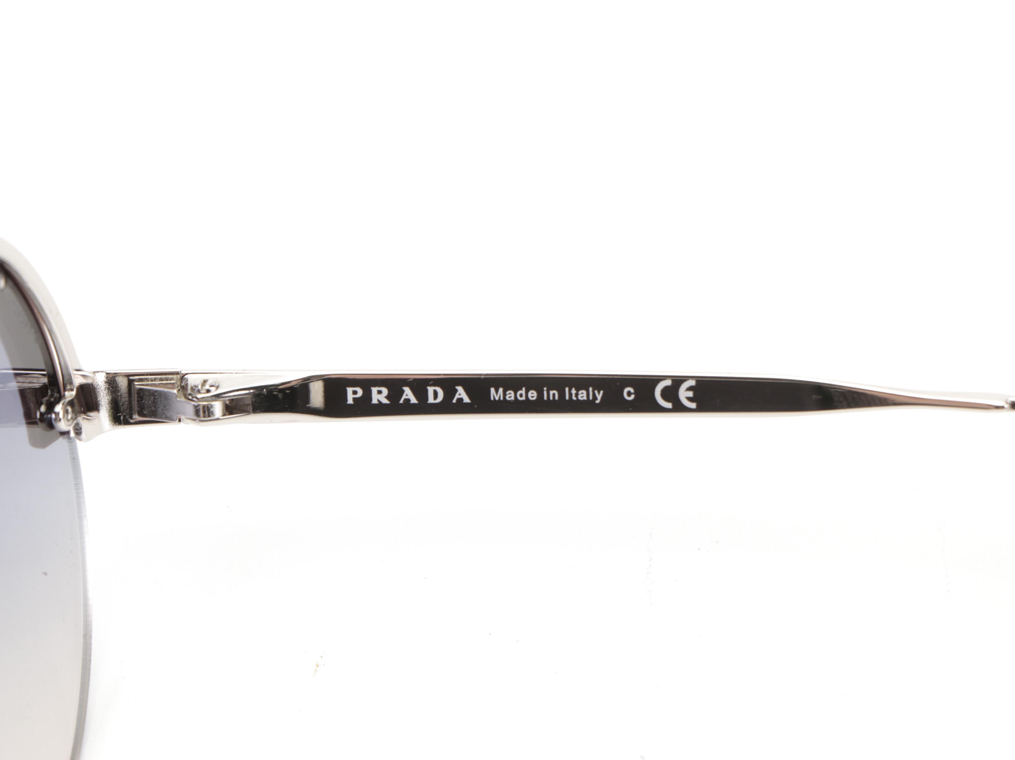 Prada SPR52U Round Pilot Sunglasses with Case and Box