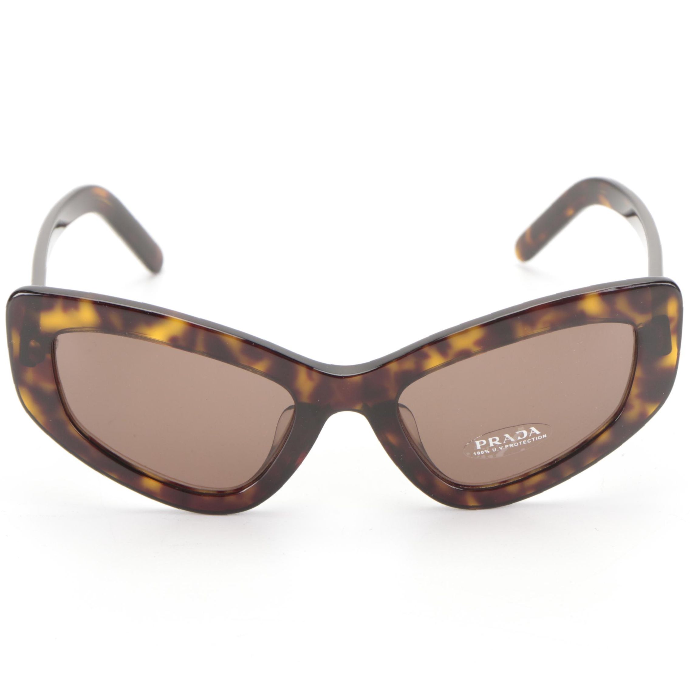Prada SPR11V-F Modified Cat Eye Sunglasses in Dark Havana with Case and Box