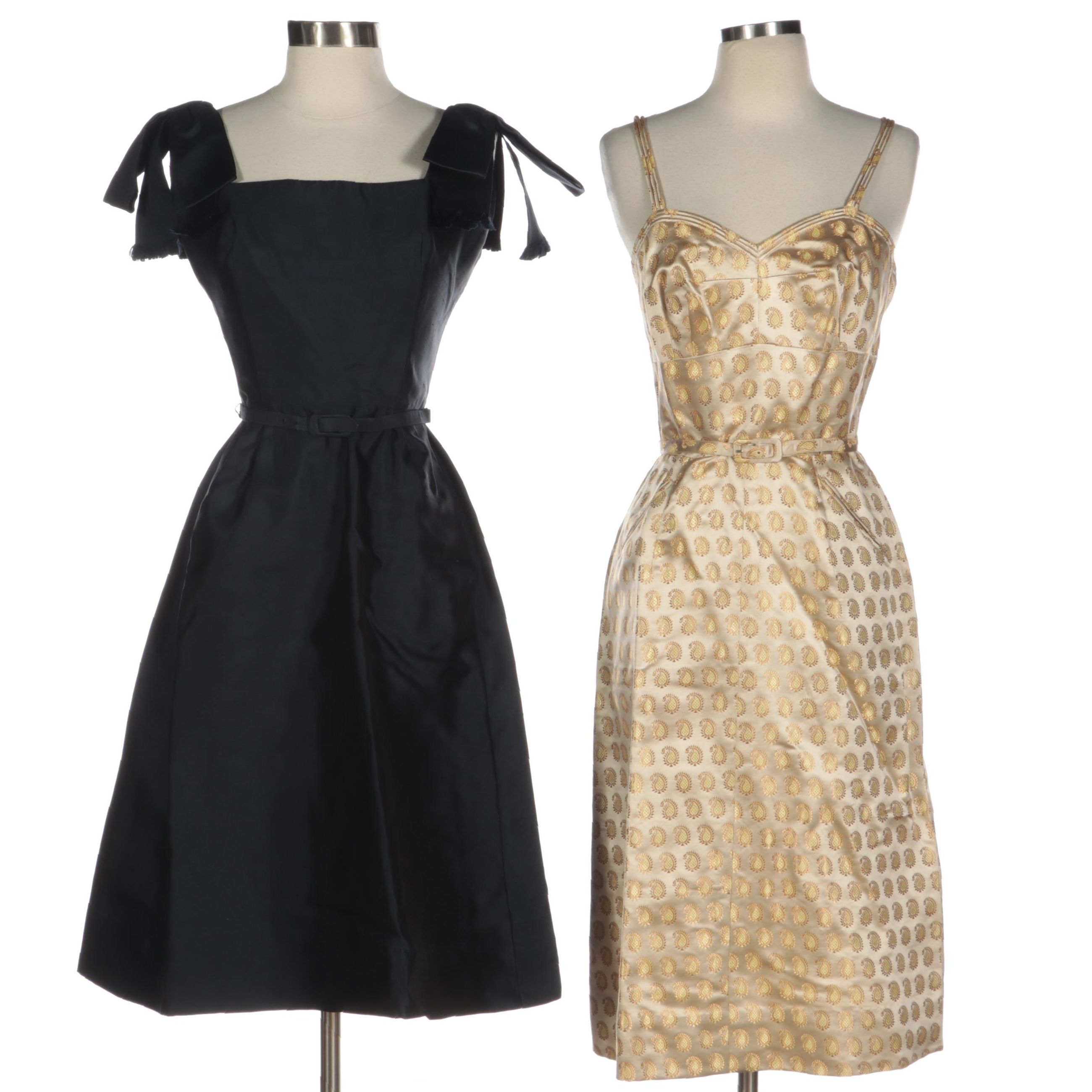 Helena Barbieri and Dynasty Silk Cocktail Dresses, Late 1950s