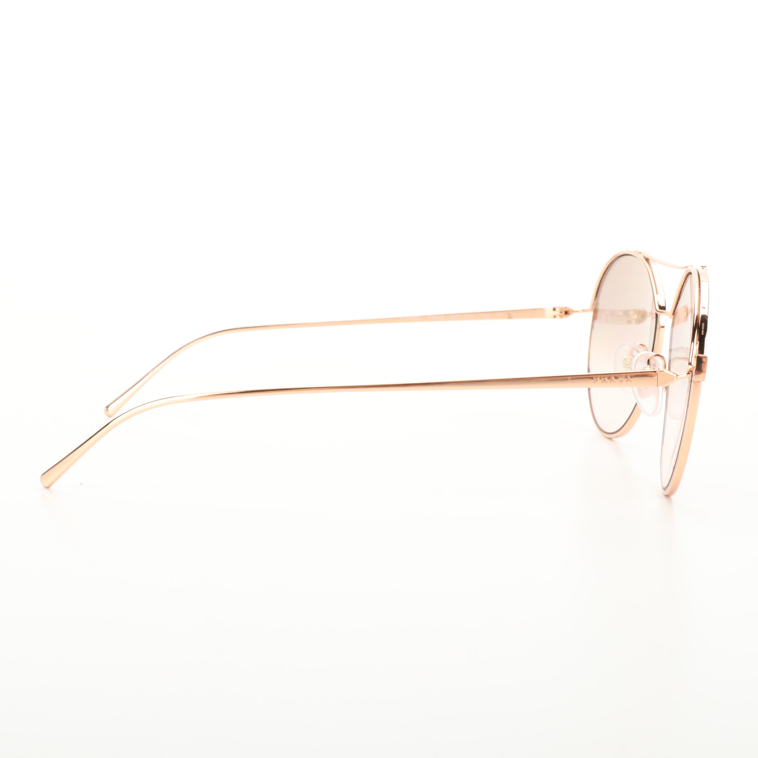 Prada SPR 56U Aviator Style Sunglasses with Case and Box