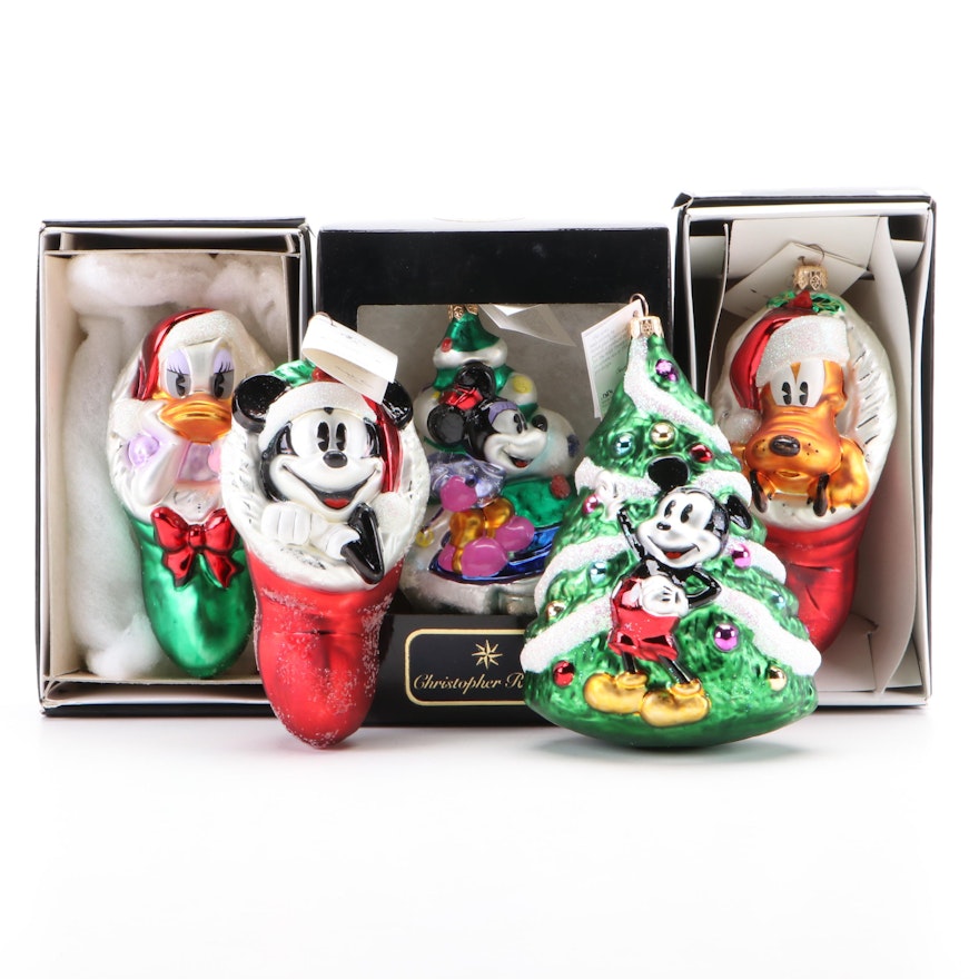Christopher Radko and Mickey & Co. Blown Glass Christmas Ornaments