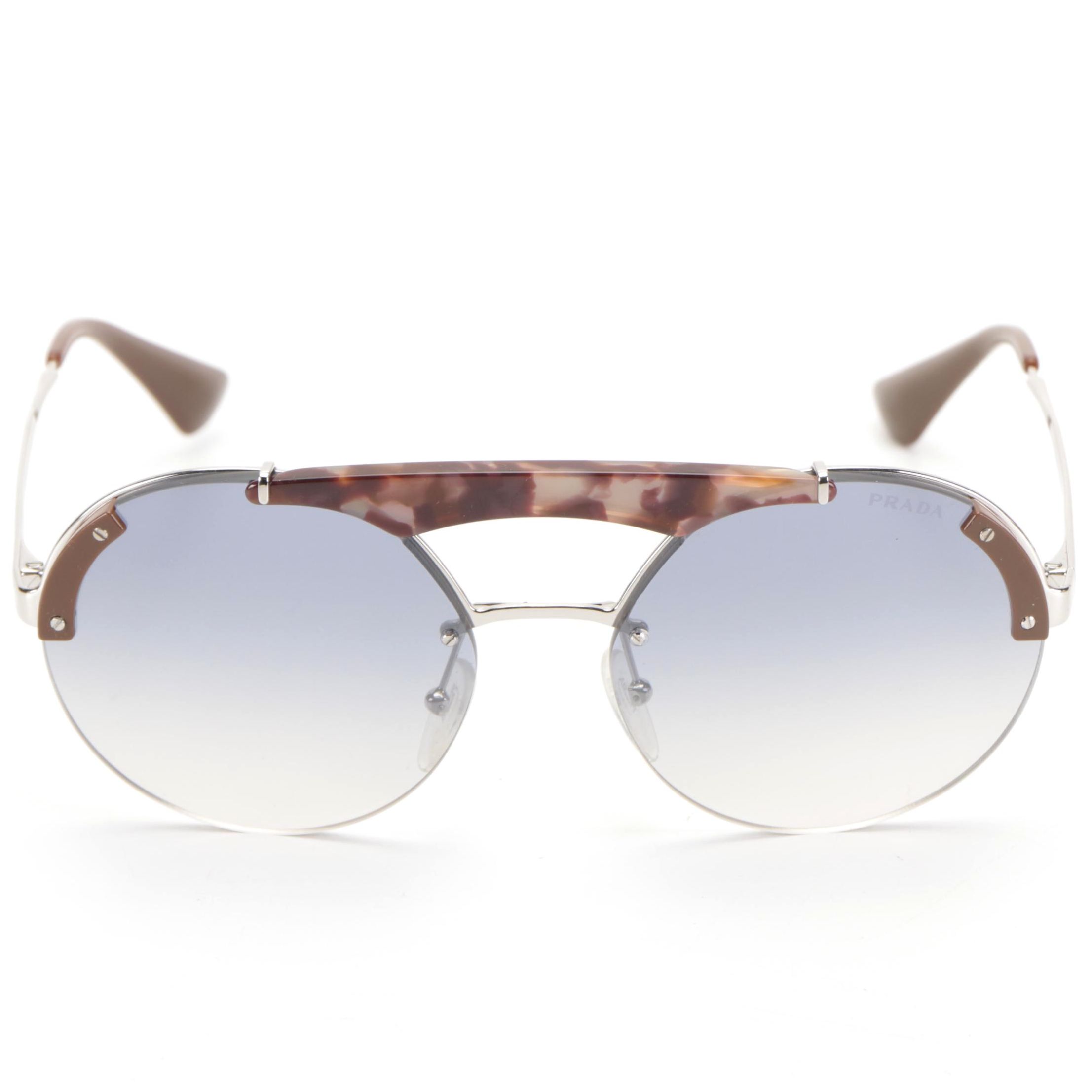 Prada SPR52U Round Pilot Sunglasses with Case and Box