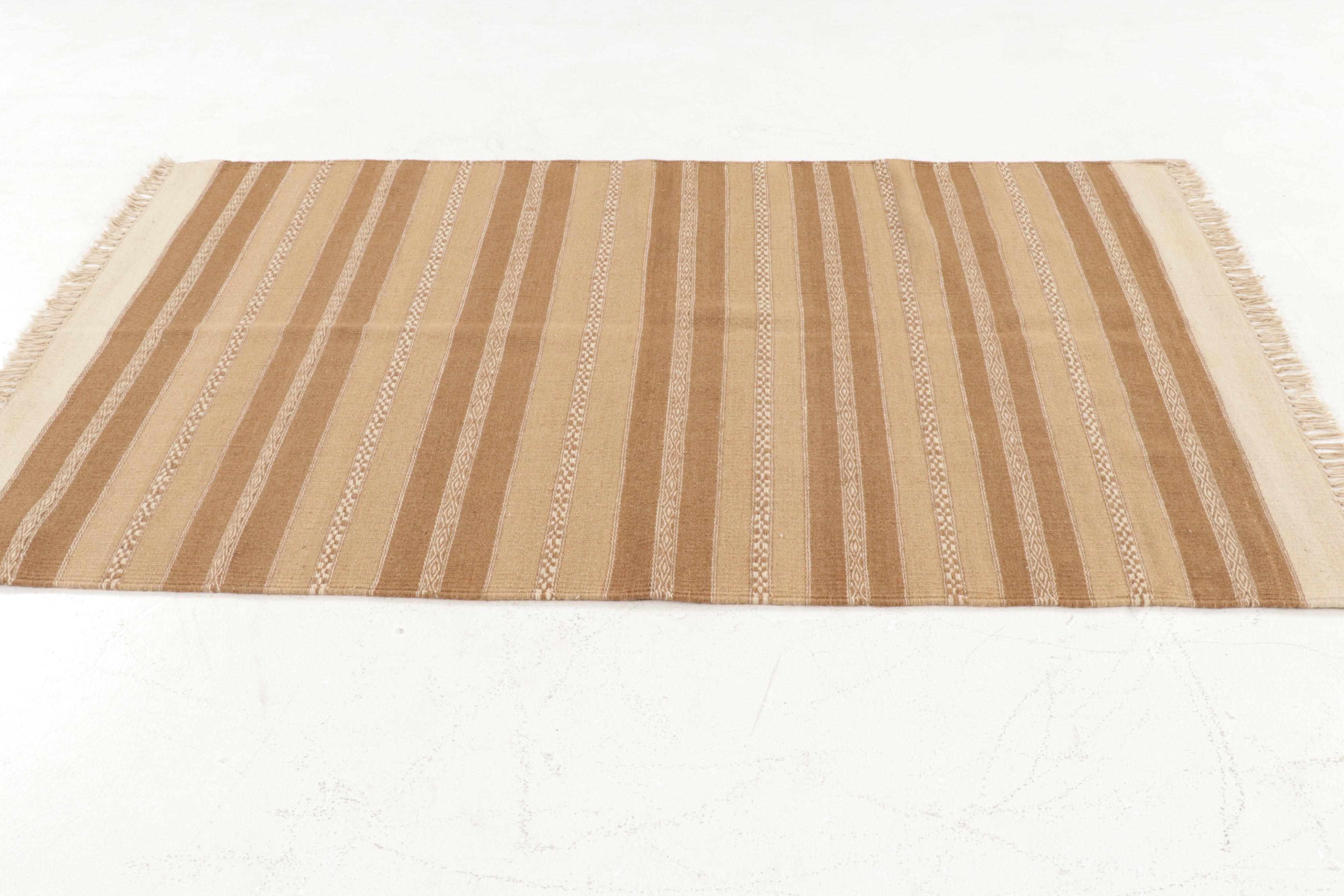 3'10 x 6'1 Handwoven Geometric Kilim Area Rug