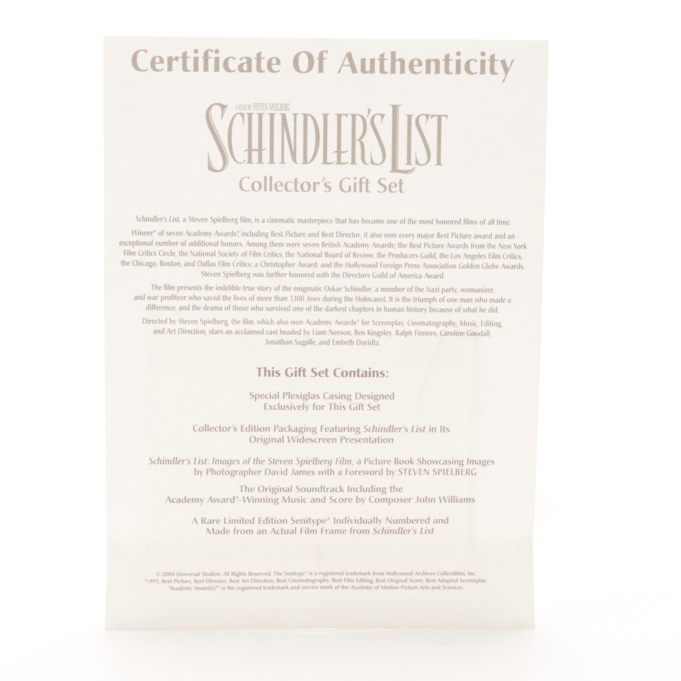 "Schindler's List" Collector's Gift Set