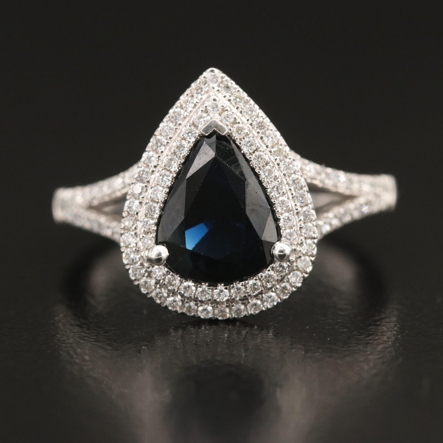 14K 1.78 CT Sapphire and Diamond Ring