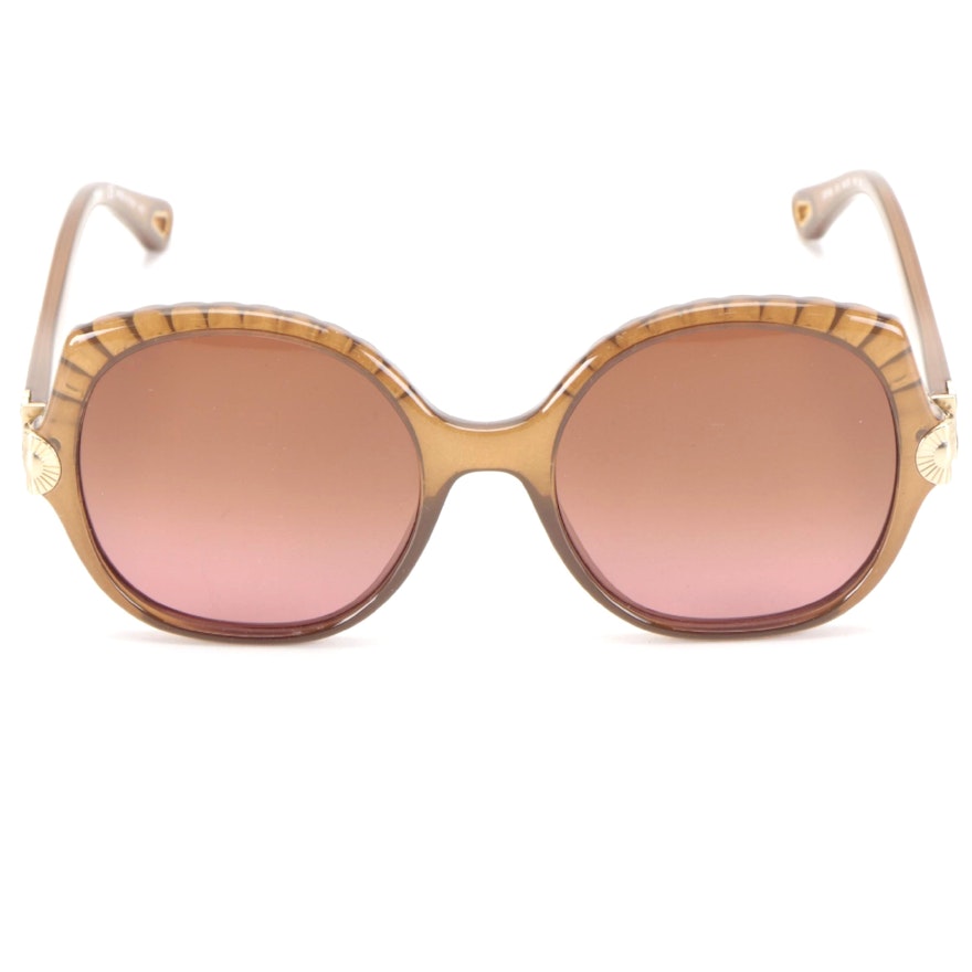 Chloé CE749S Oversized Gold-Metal and Brown Frame Embellished Sunglasses