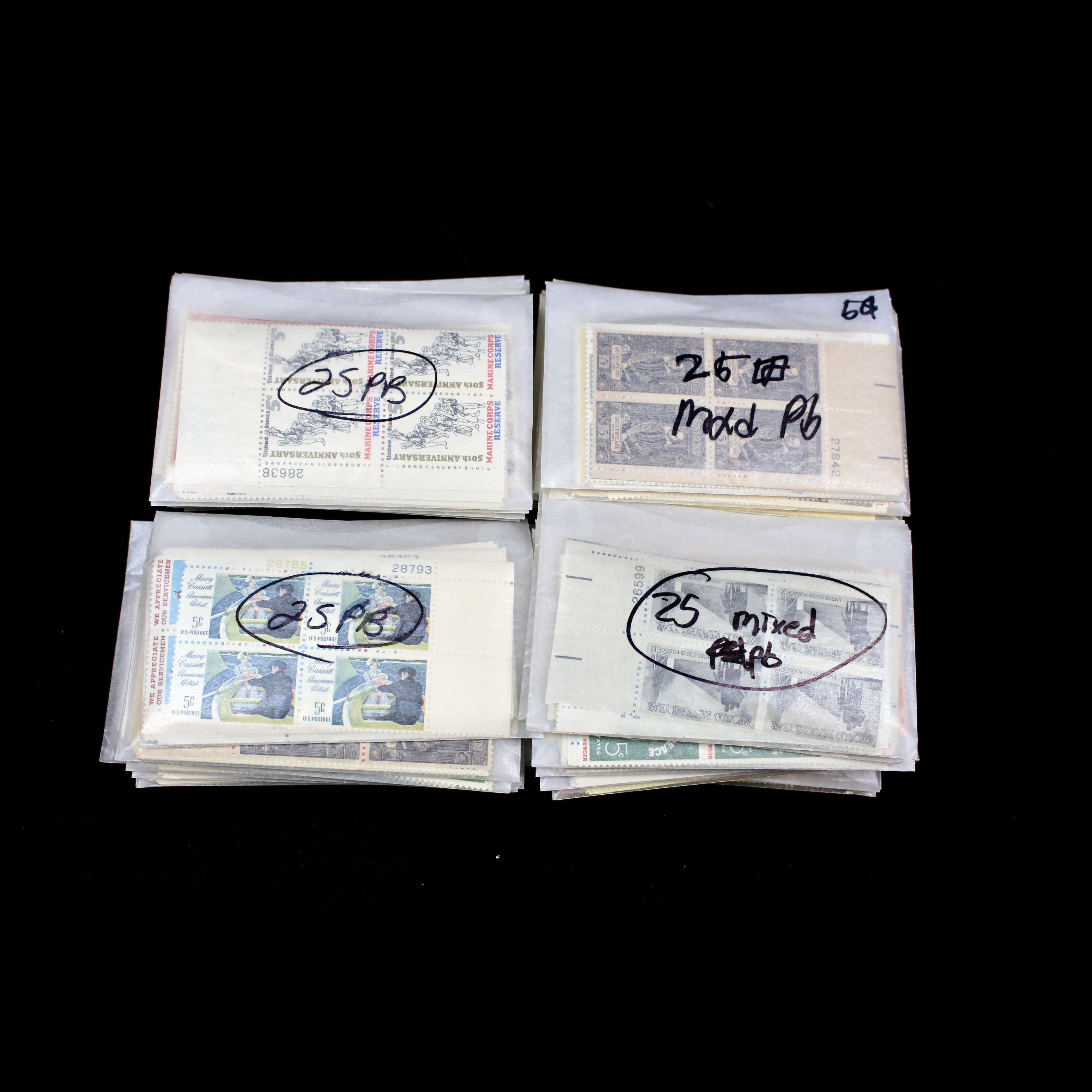 1000 5¢ U.S. Postage Stamp Plate Blocks, 1960s