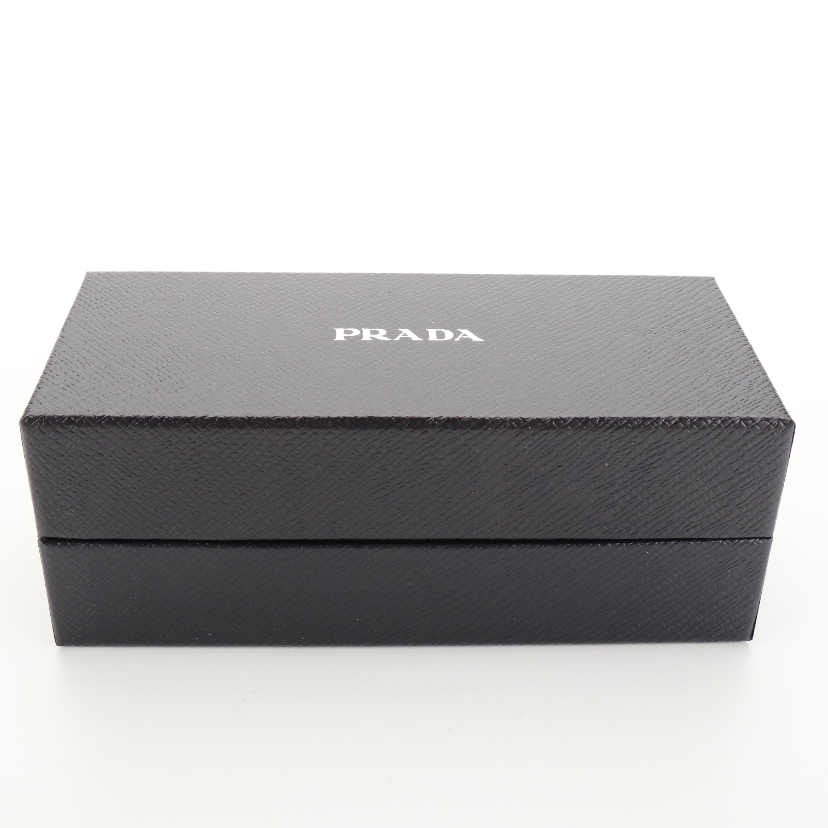 Prada SPR64X Silver Tone Double-Bridge Sunglasses with Case and Box