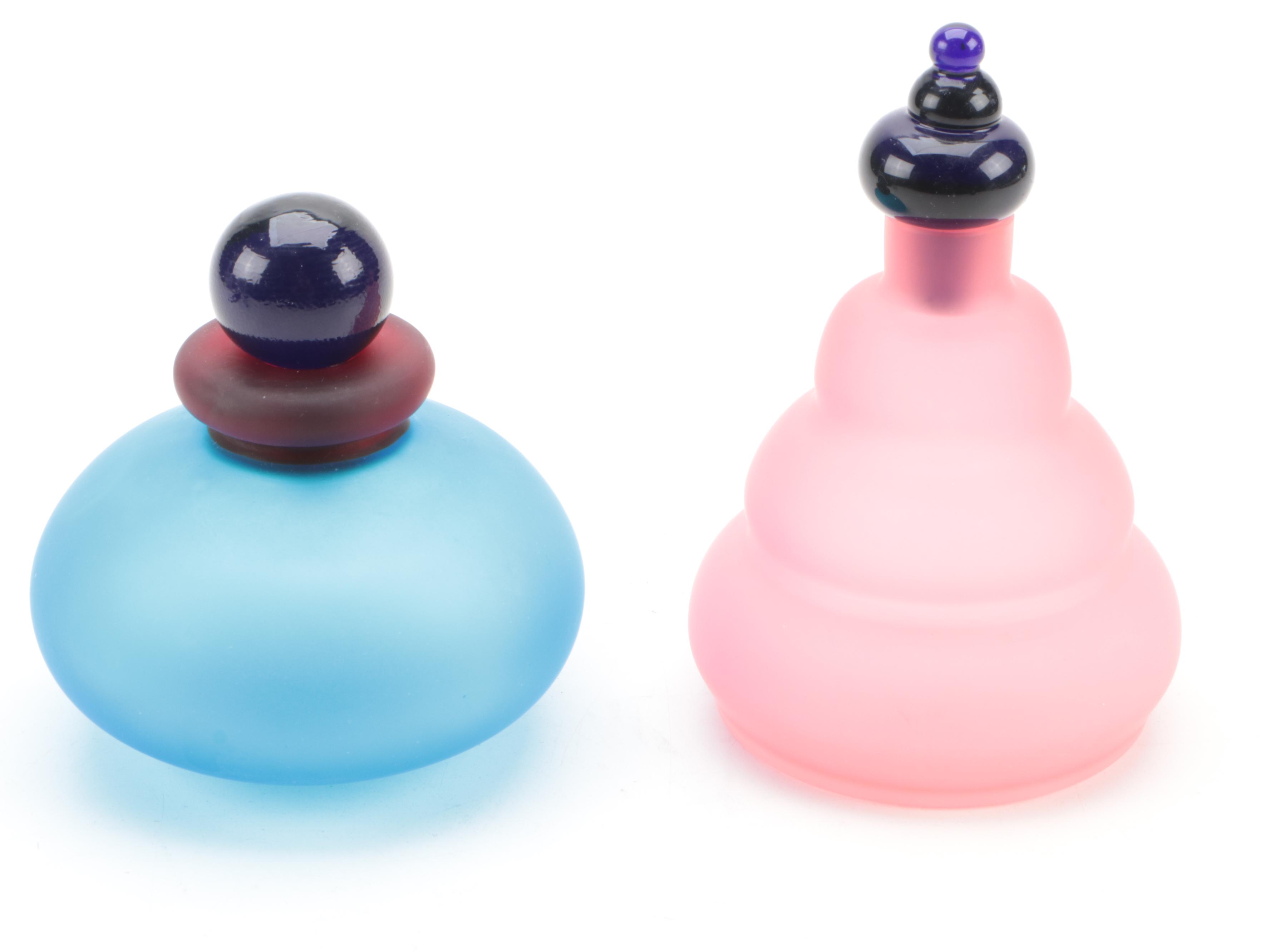 Bertil Vallien for Kosta Boda Glass Vase with Glass Perfume Bottles