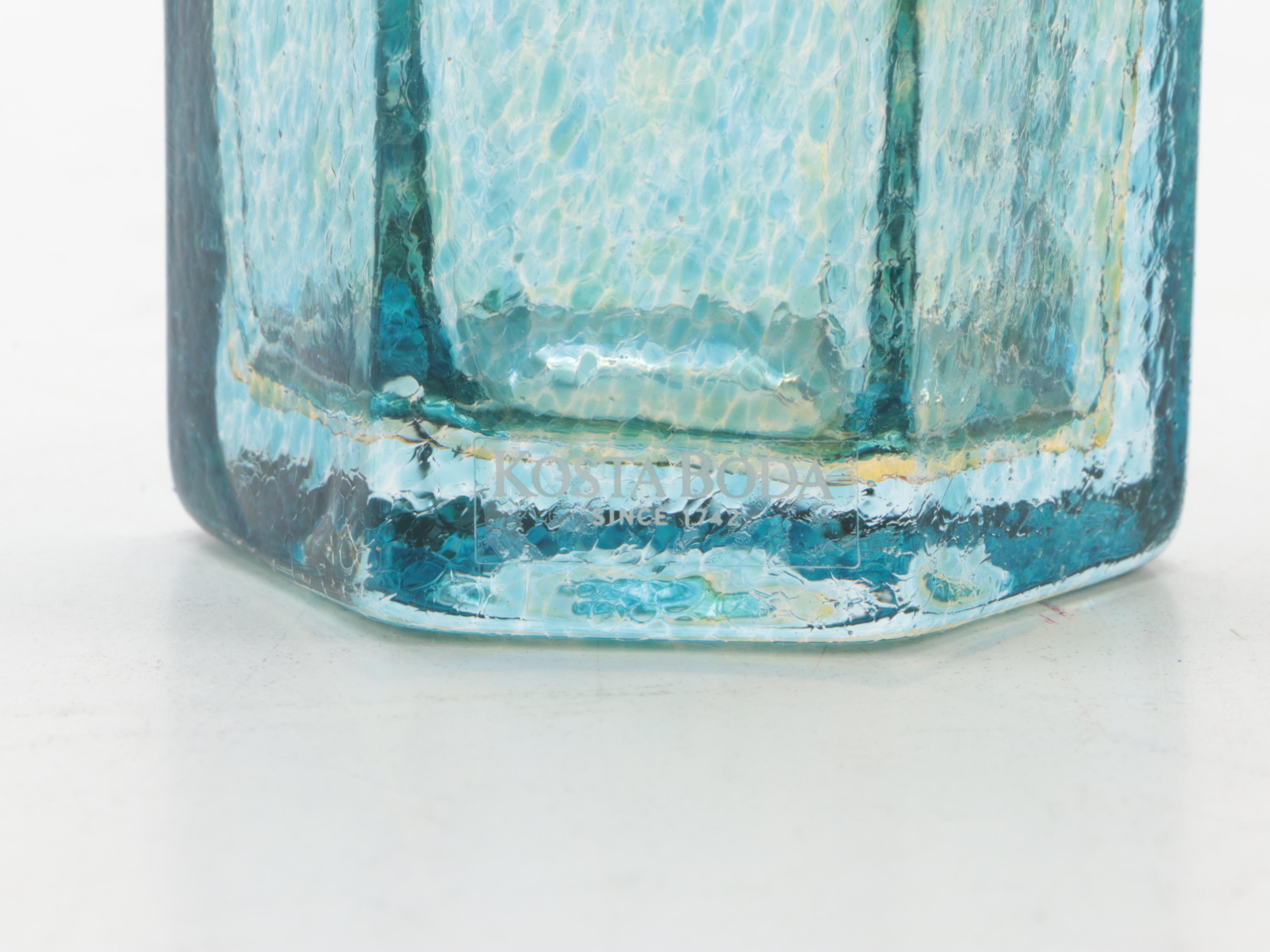 Bertil Vallien for Kosta Boda Glass Vase with Glass Perfume Bottles