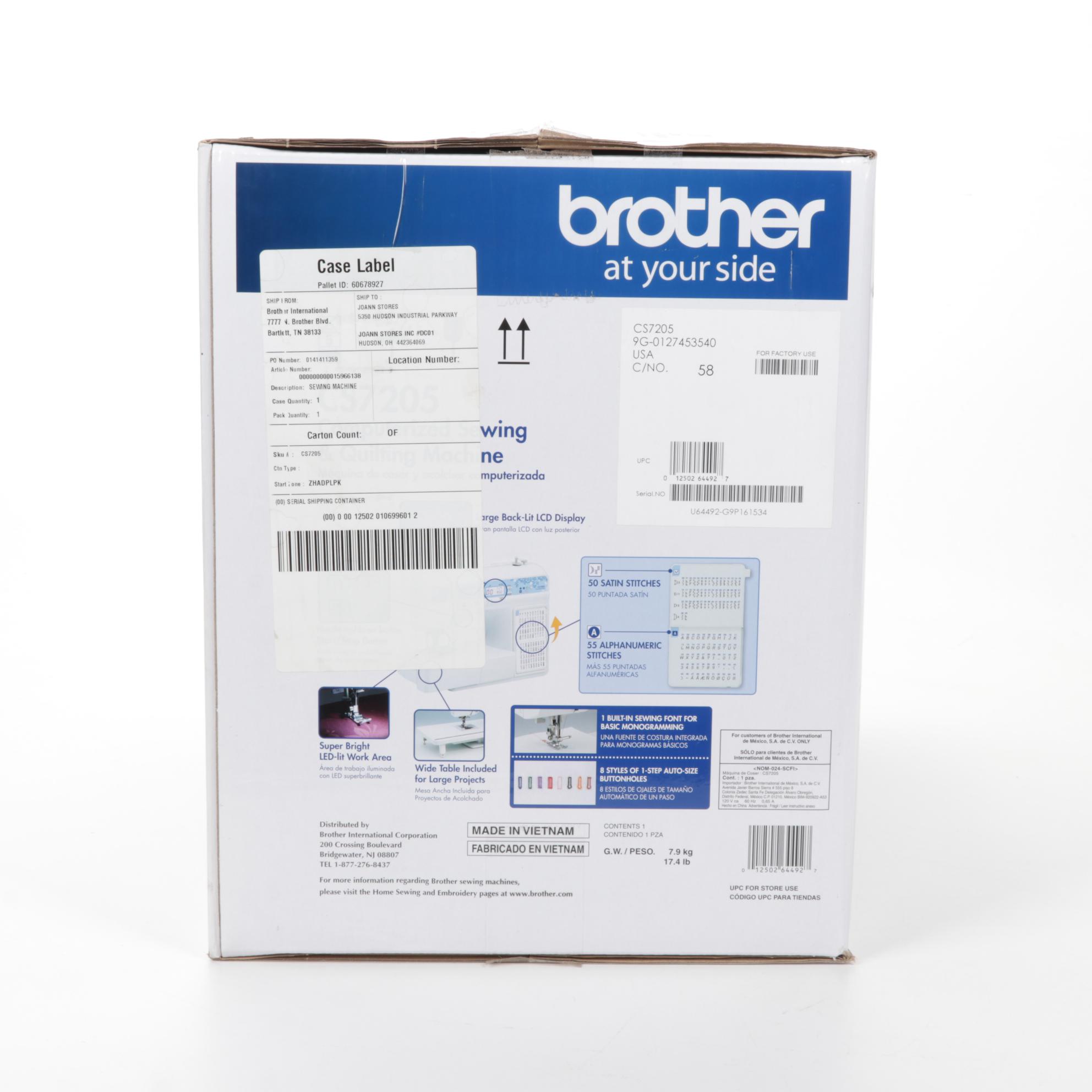 Brother CS7205 Computerized Sewing and Quilting Machine