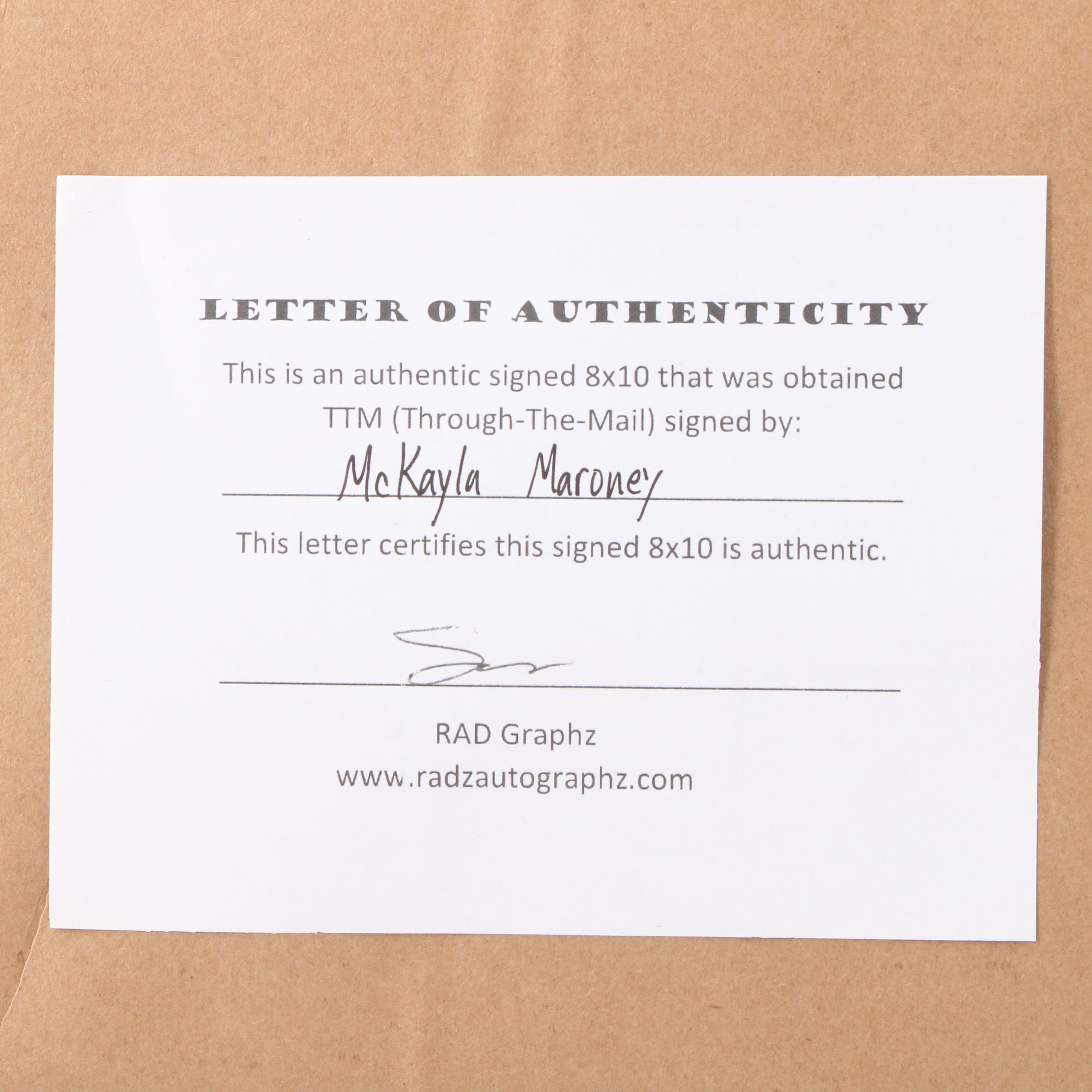 Olympic Gold Medalist McKayla Maroney Signed Photo Print