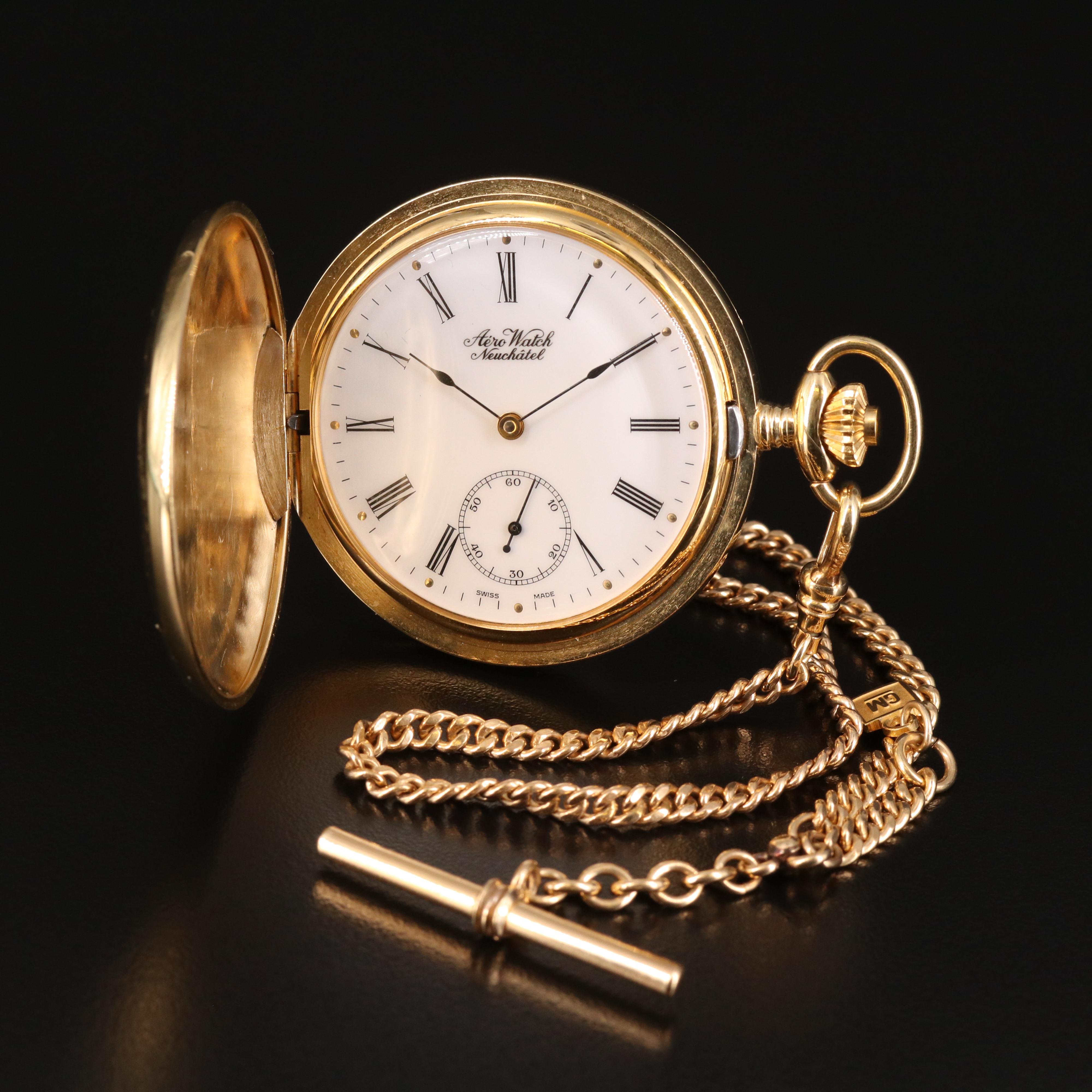 Swiss Aero Pocket Watch with Fob Chain
