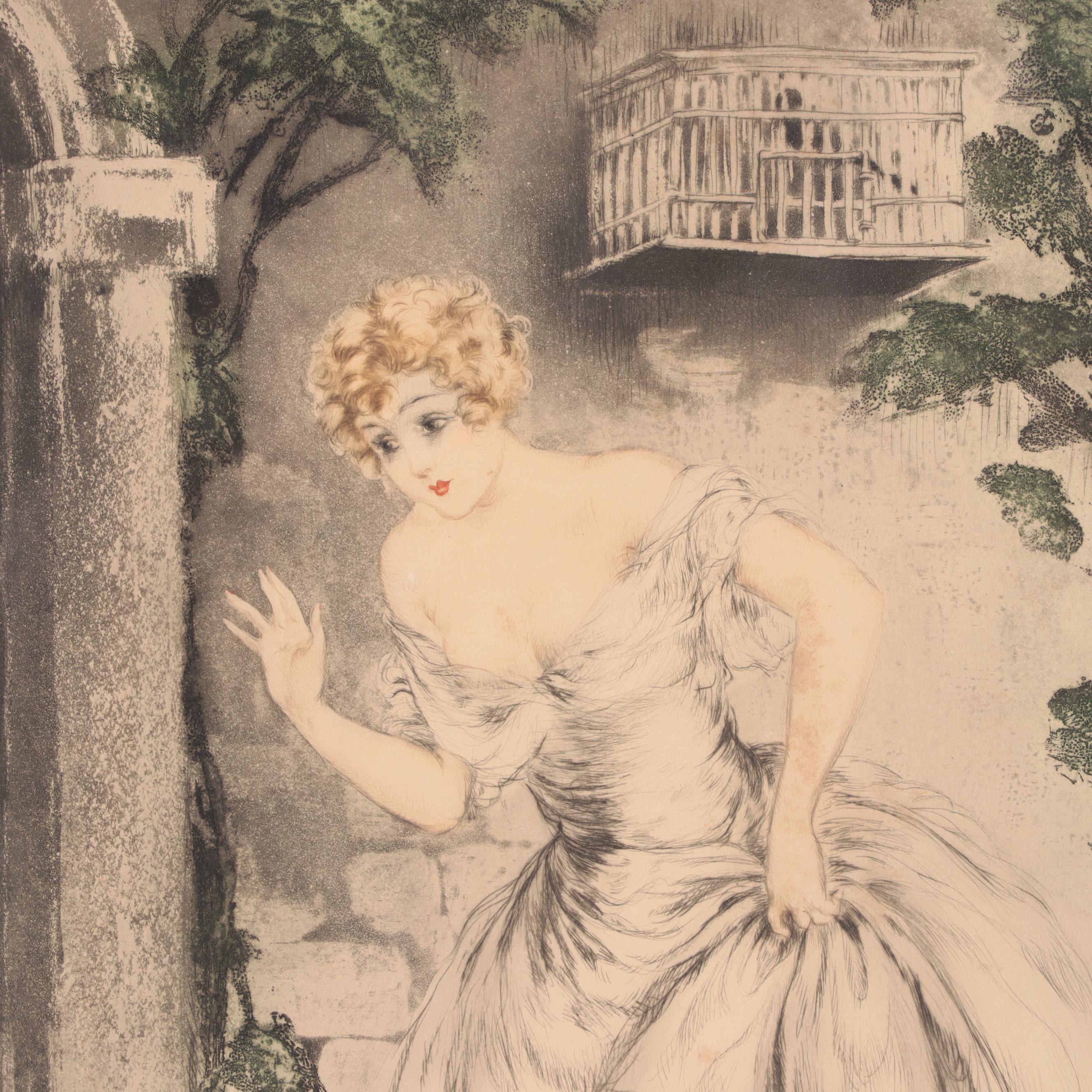 Louis Icart Etching With Aquatint "Spilled Apples," 1928