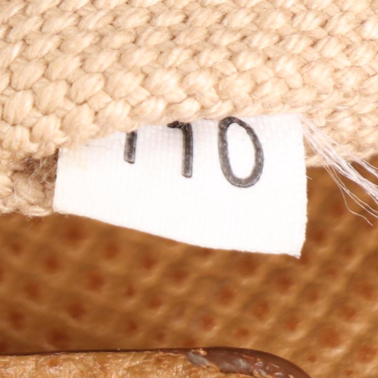 Prada Corda Top Handle Tote Bag in Beige Canvas and Tan Saffiano Leather