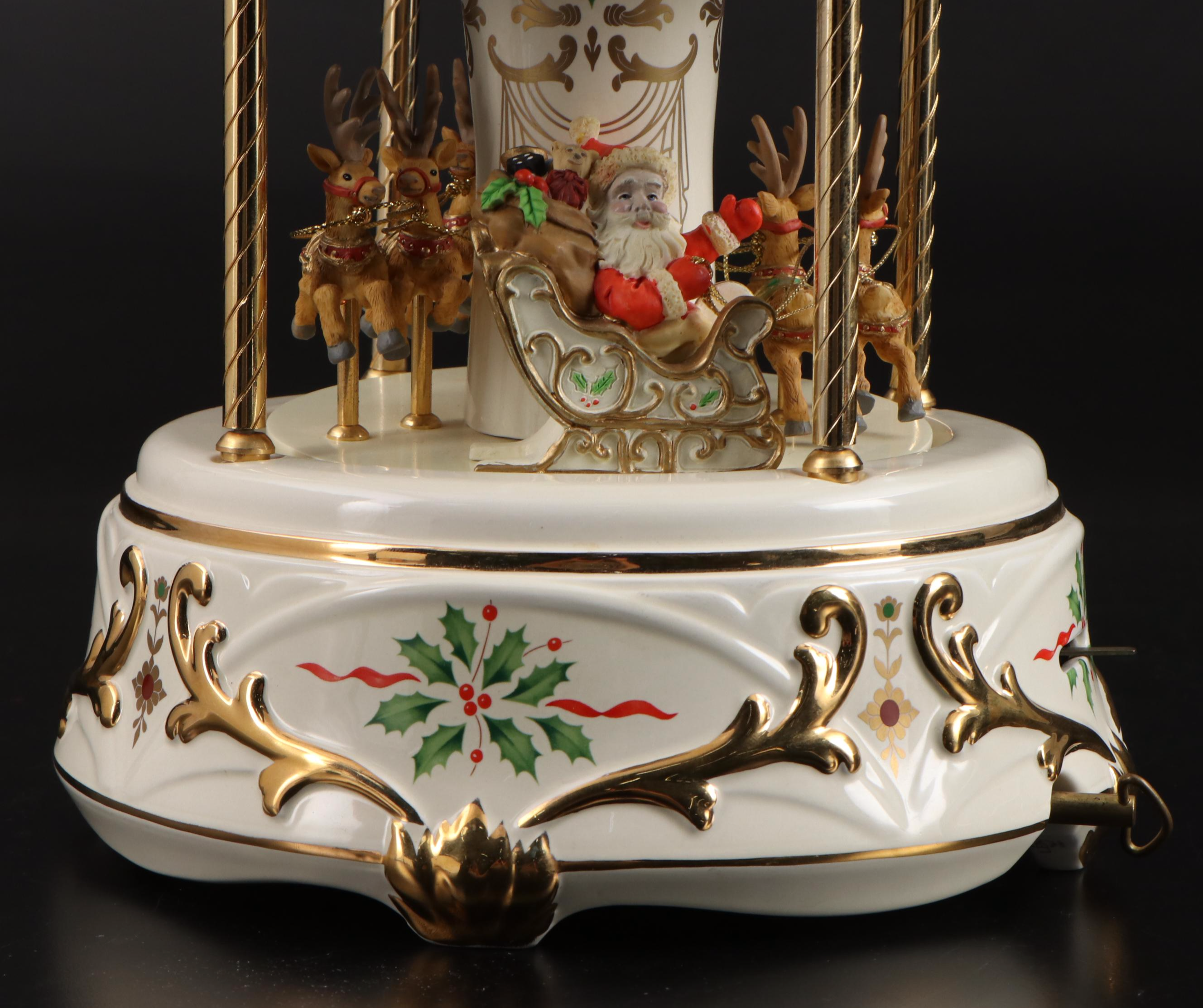 Lenox "Holiday Santa" Millennium Centerpiece Carousel Music Box
