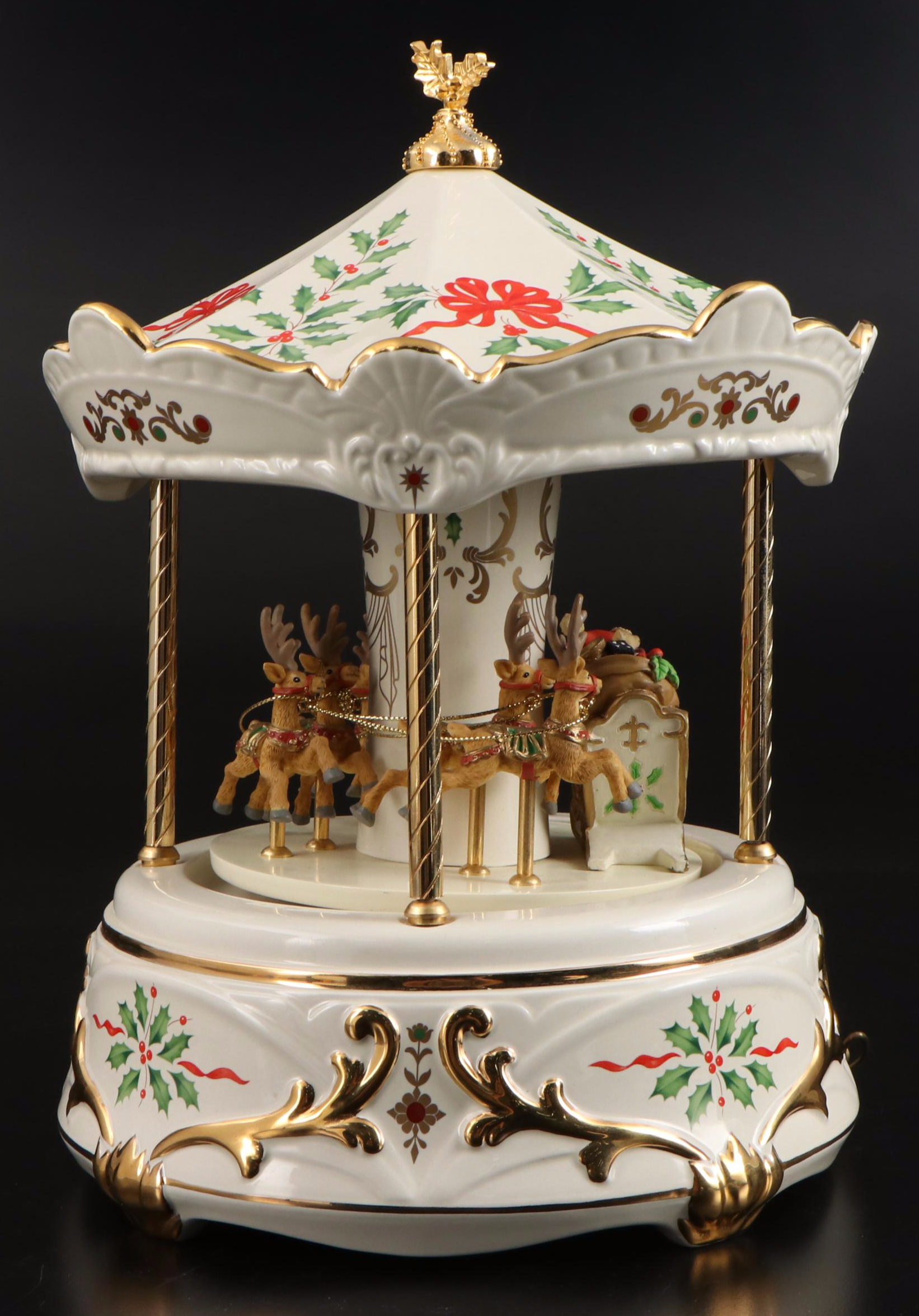 Lenox "Holiday Santa" Millennium Centerpiece Carousel Music Box