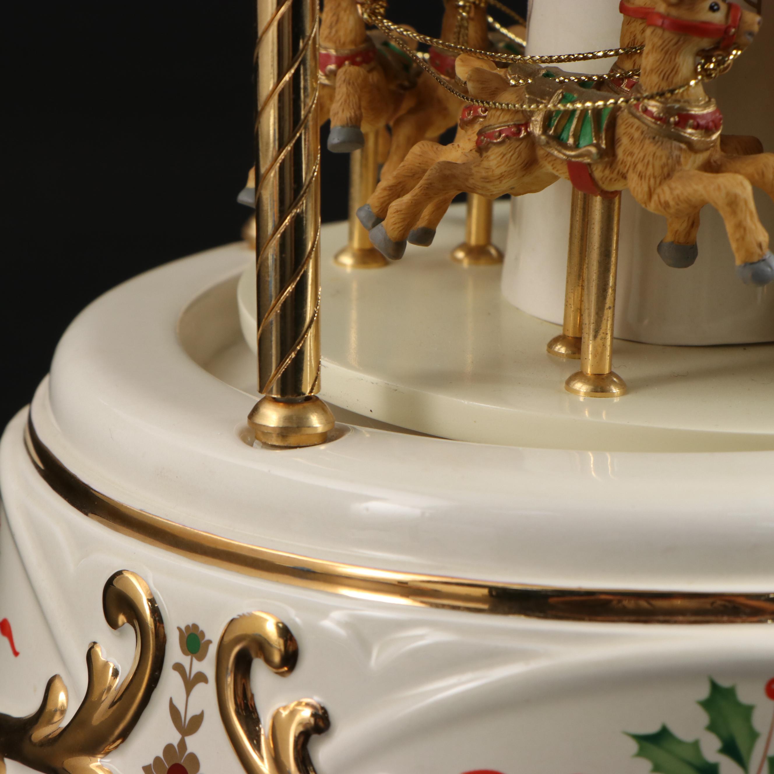 Lenox "Holiday Santa" Millennium Centerpiece Carousel Music Box