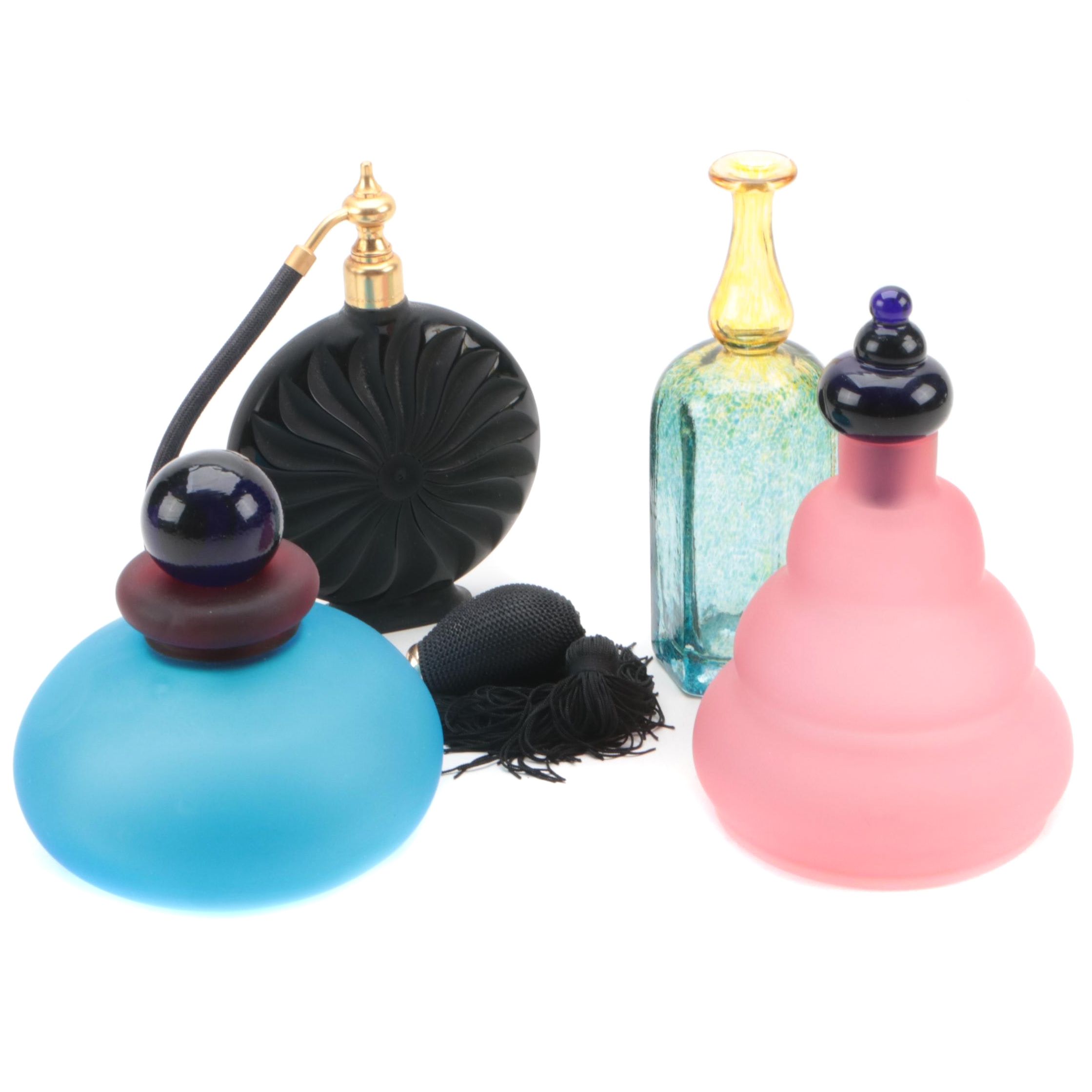 Bertil Vallien for Kosta Boda Glass Vase with Glass Perfume Bottles