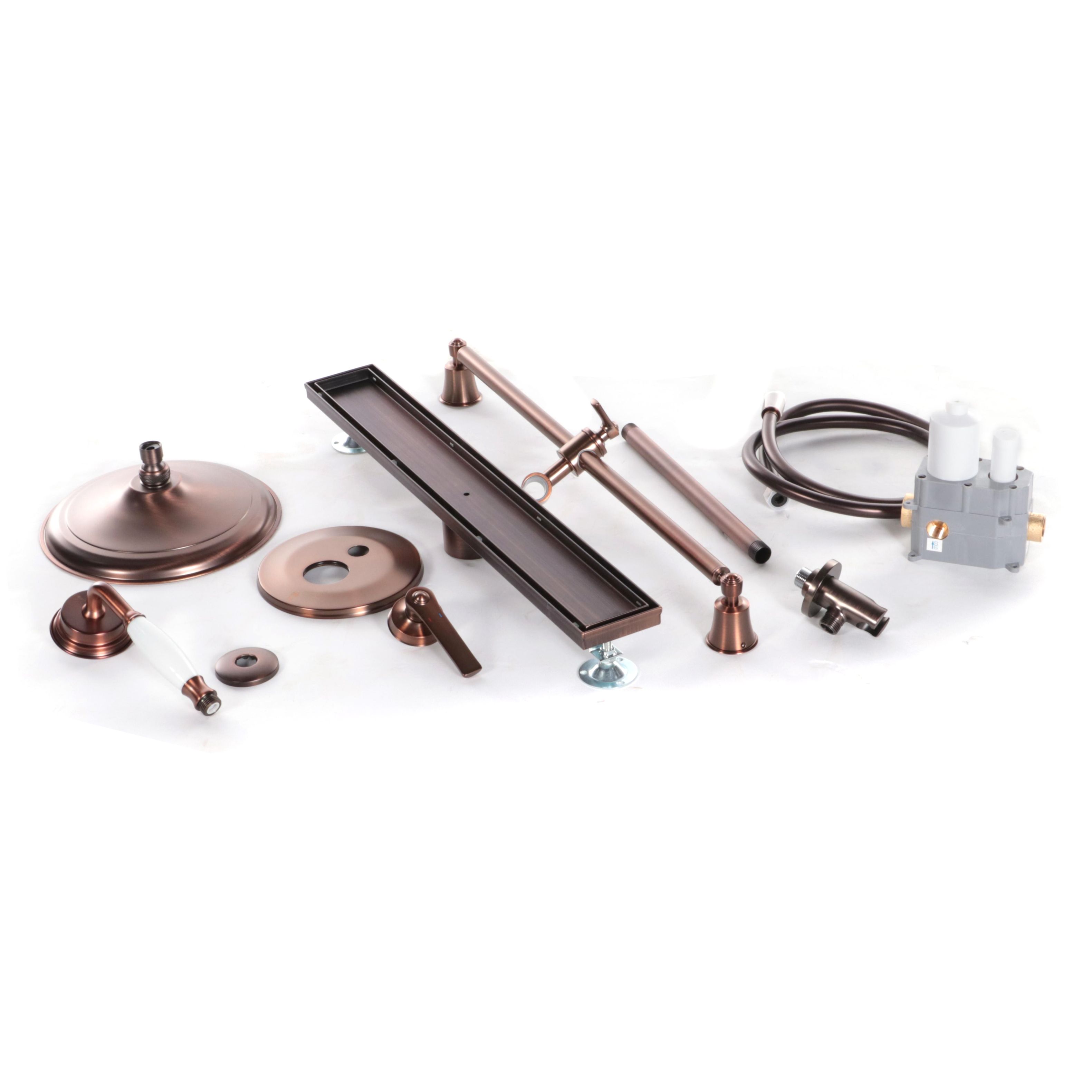 Oil Rubbed Bronze Tile-In Shower Drain, Rainfall Showerhead Hand Shower and more