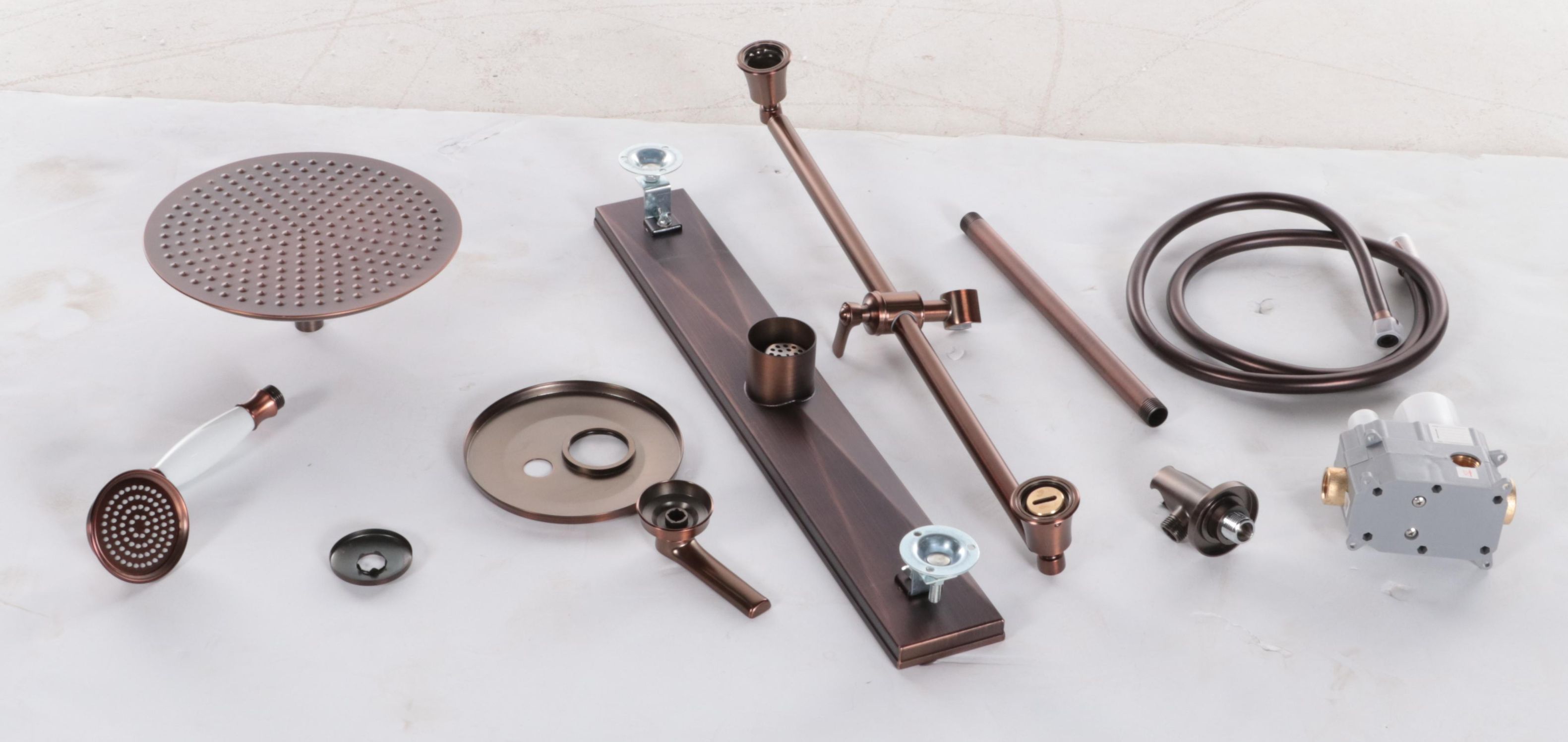 Oil Rubbed Bronze Tile-In Shower Drain, Rainfall Showerhead Hand Shower and more