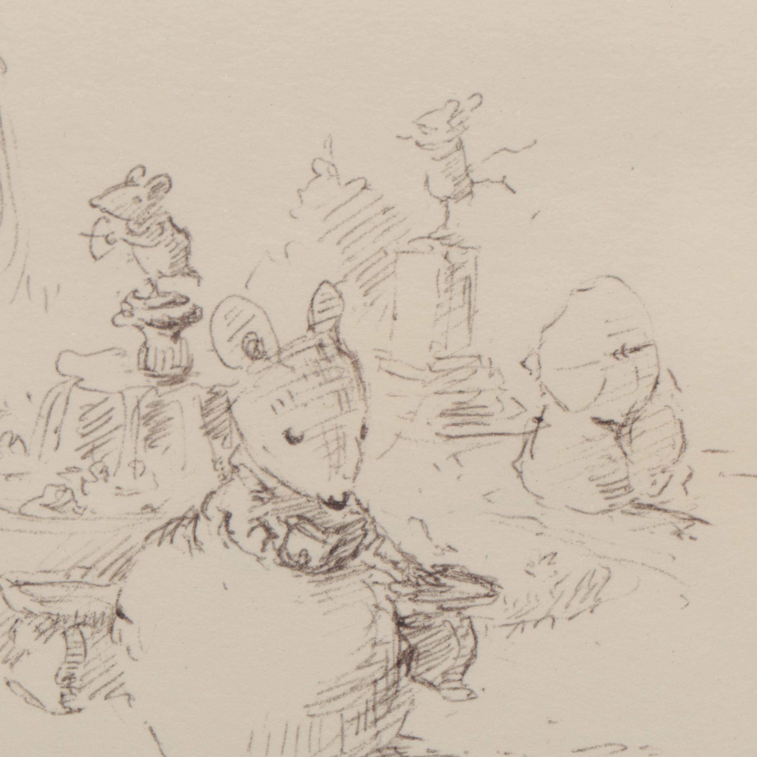 Willy Petersen Ink Drawing of Wee Forest Folk, Circa 2000