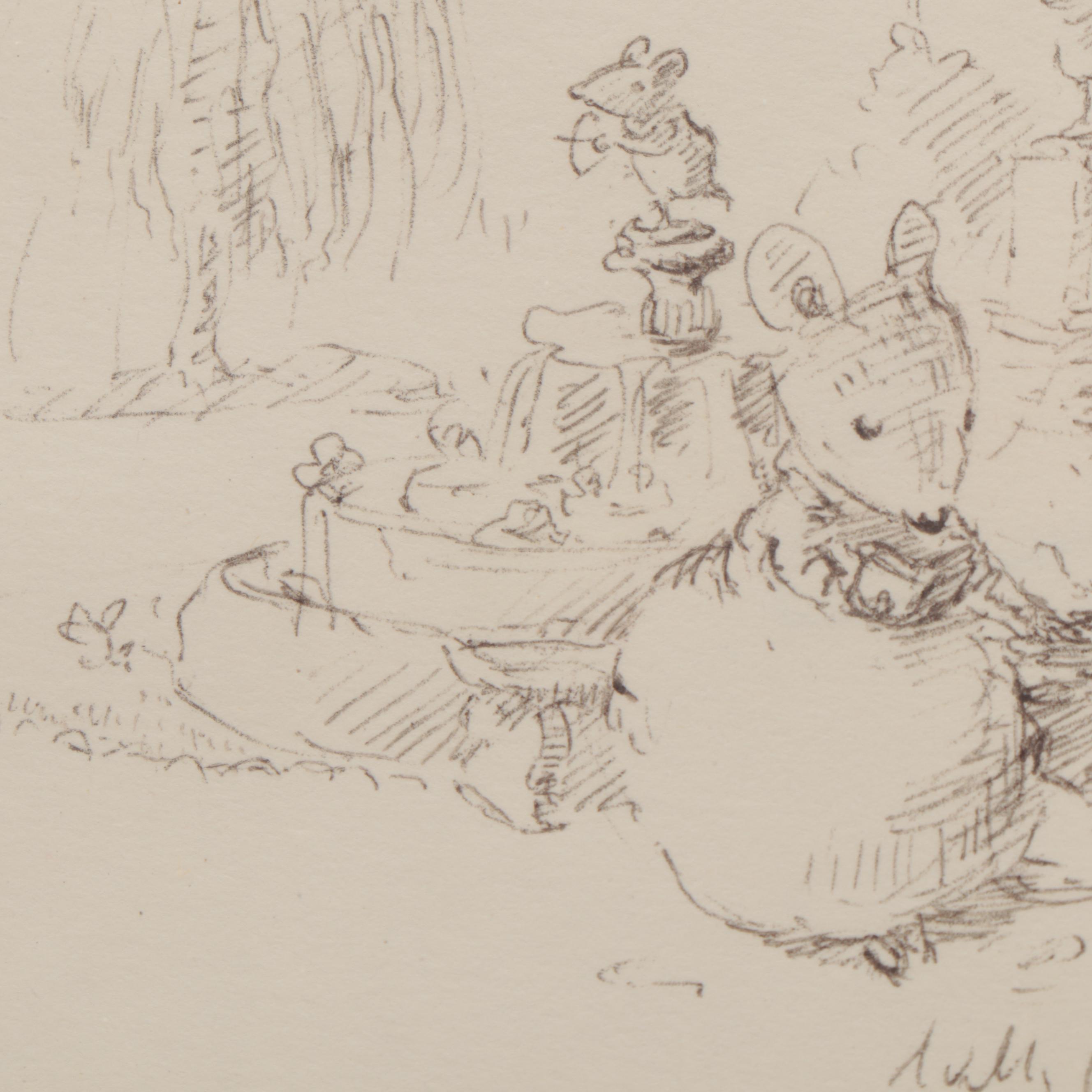 Willy Petersen Ink Drawing of Wee Forest Folk, Circa 2000