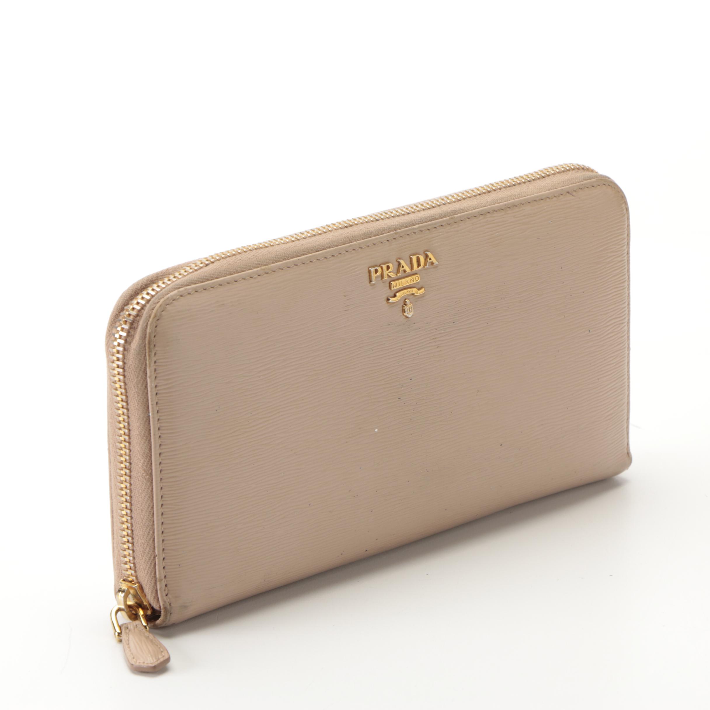 Prada Zip-Around Wallet in Vitello Move Leather