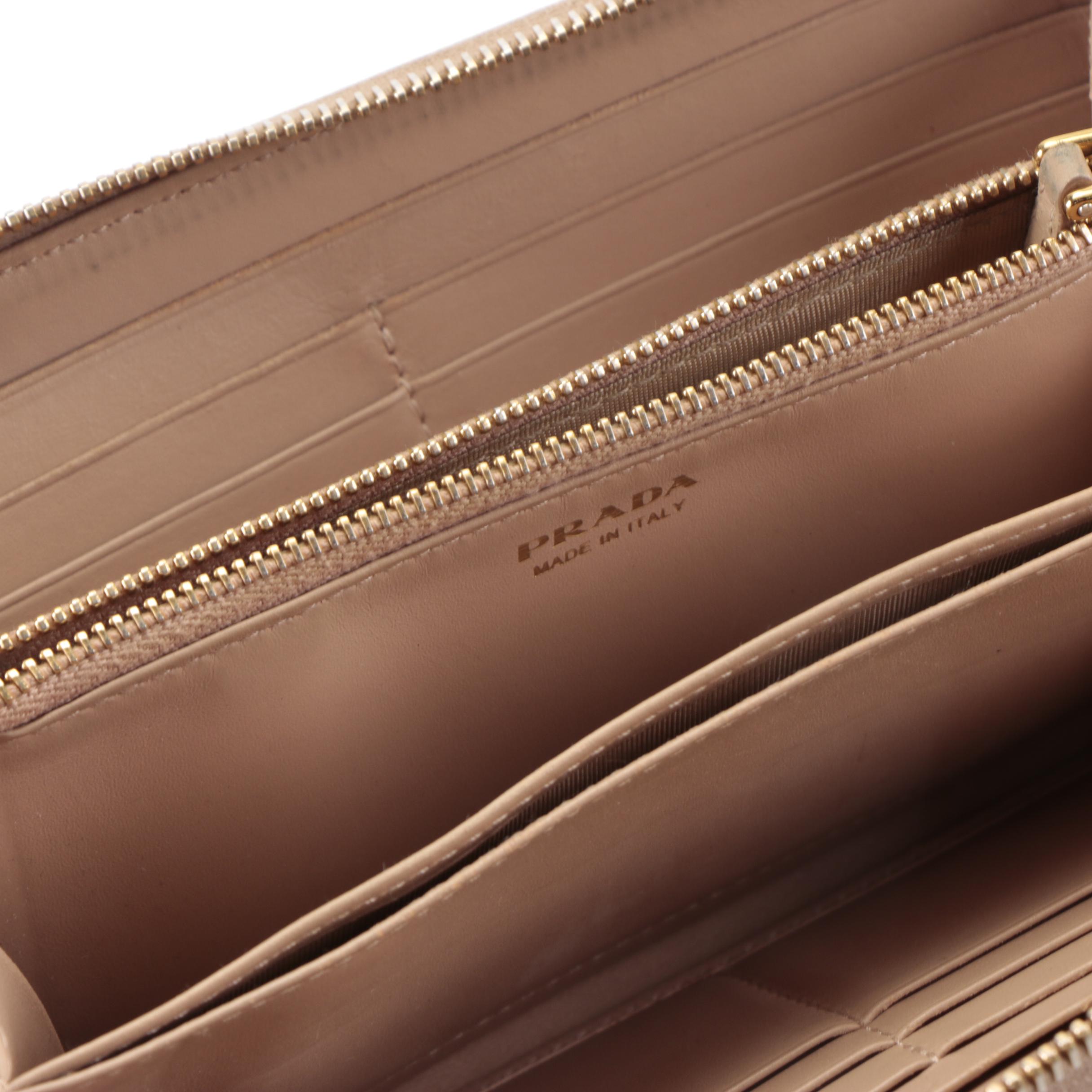 Prada Zip-Around Wallet in Vitello Move Leather