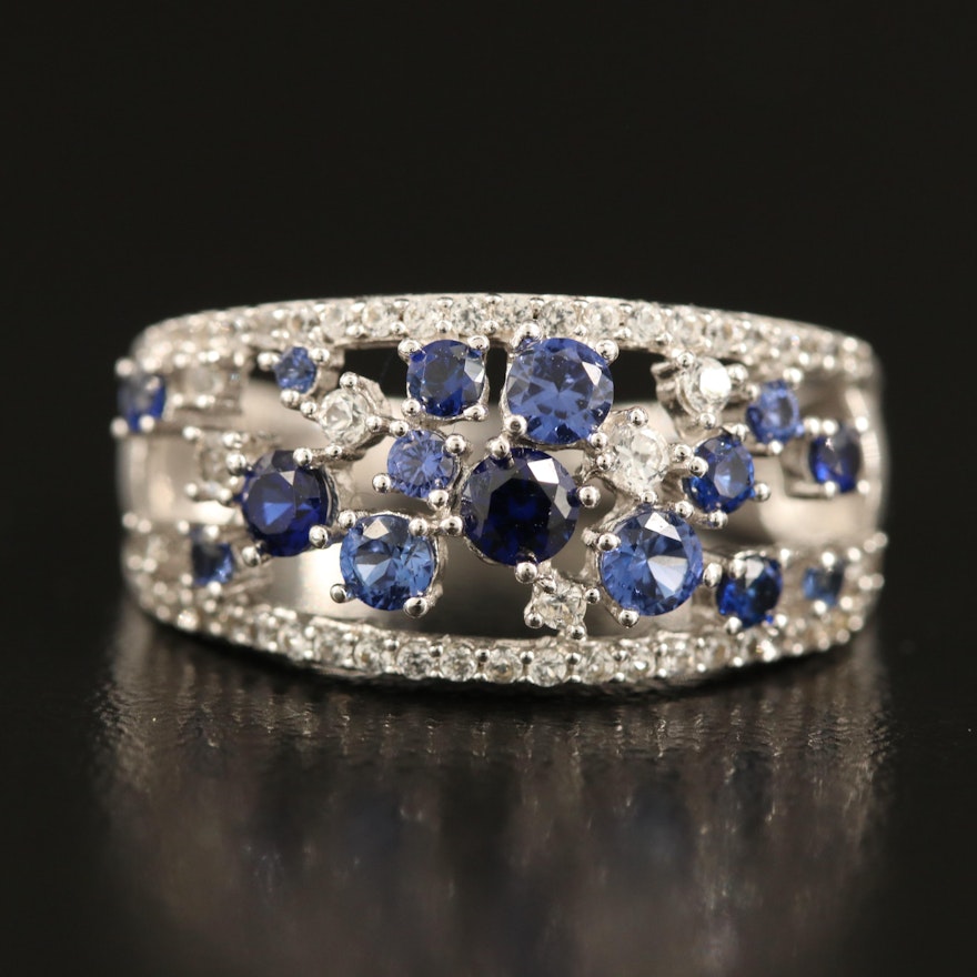 Sterling Sapphire Openwork Band