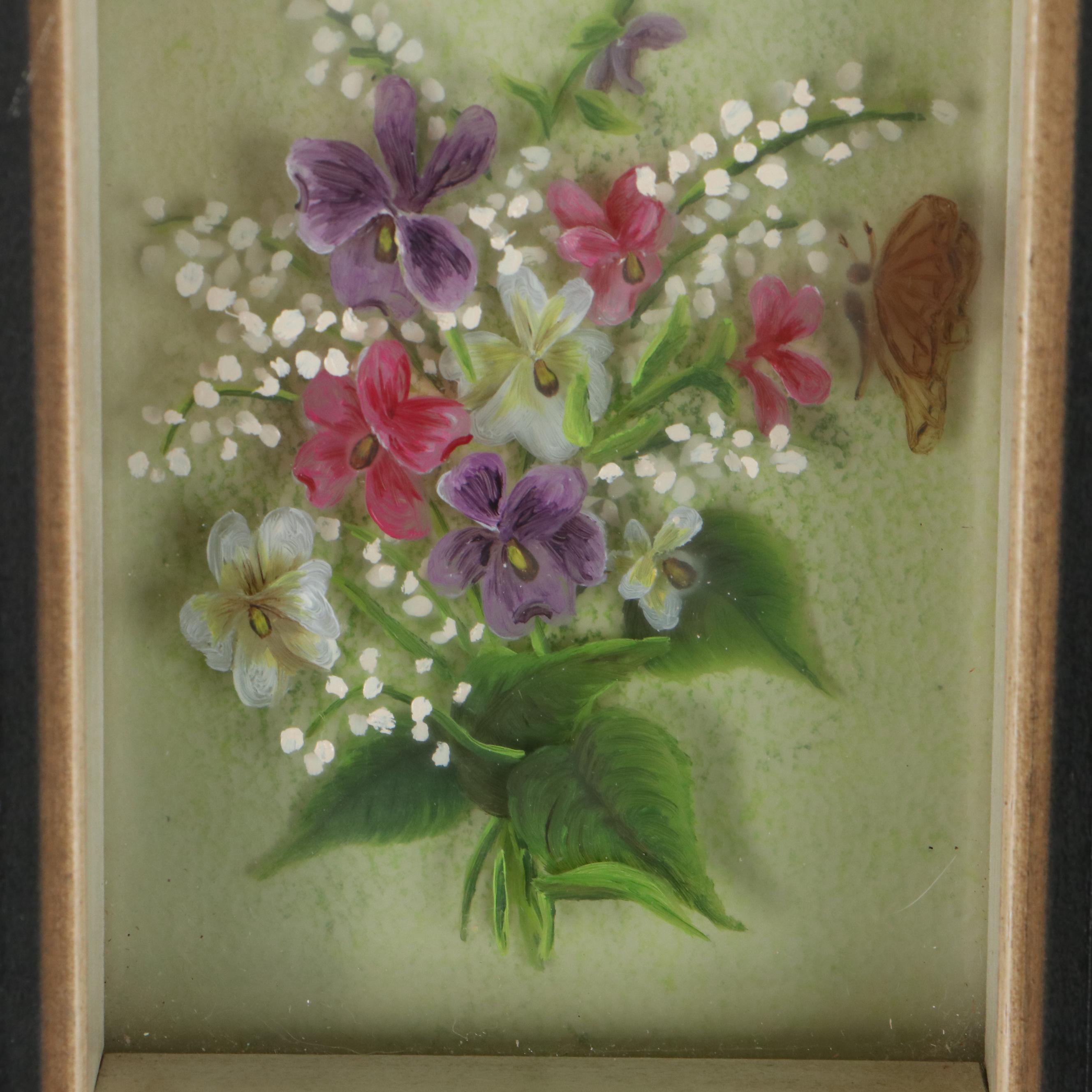 Edmond J. Nogar Dimensional Floral Oil Paintings