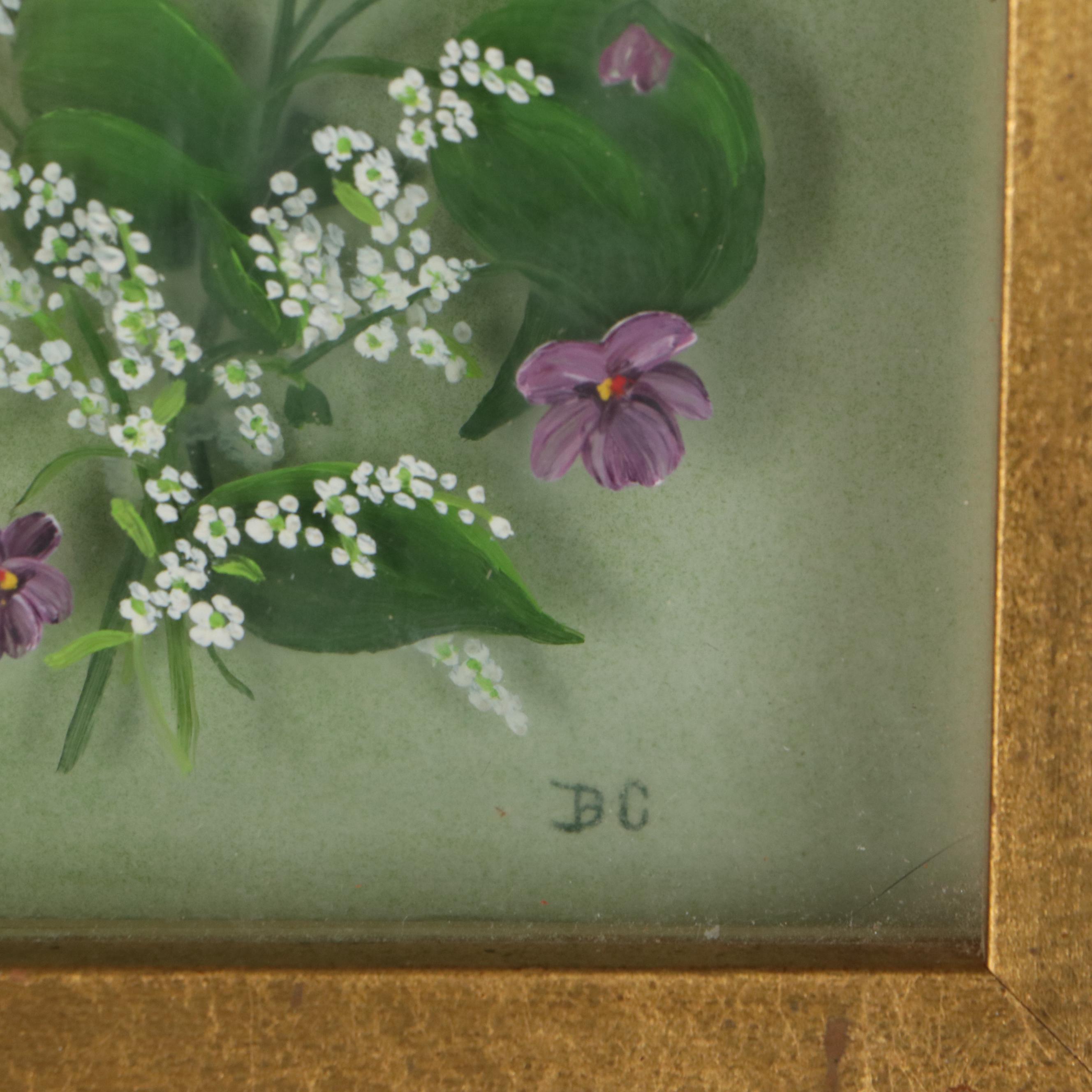Edmond J. Nogar Dimensional Floral Oil Paintings