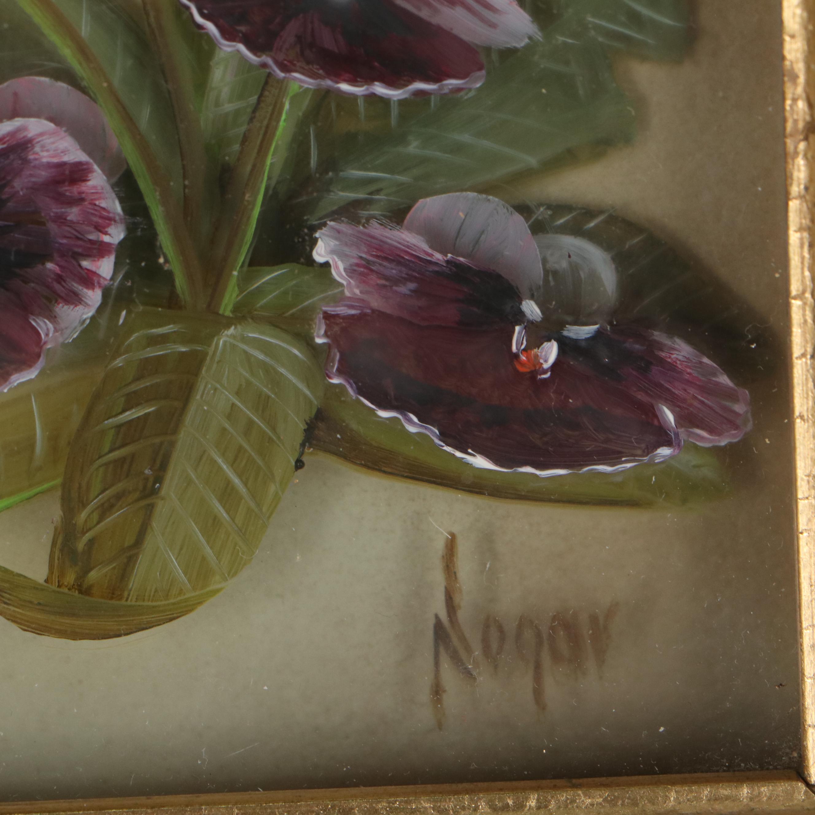Edmond J. Nogar Dimensional Floral Oil Paintings