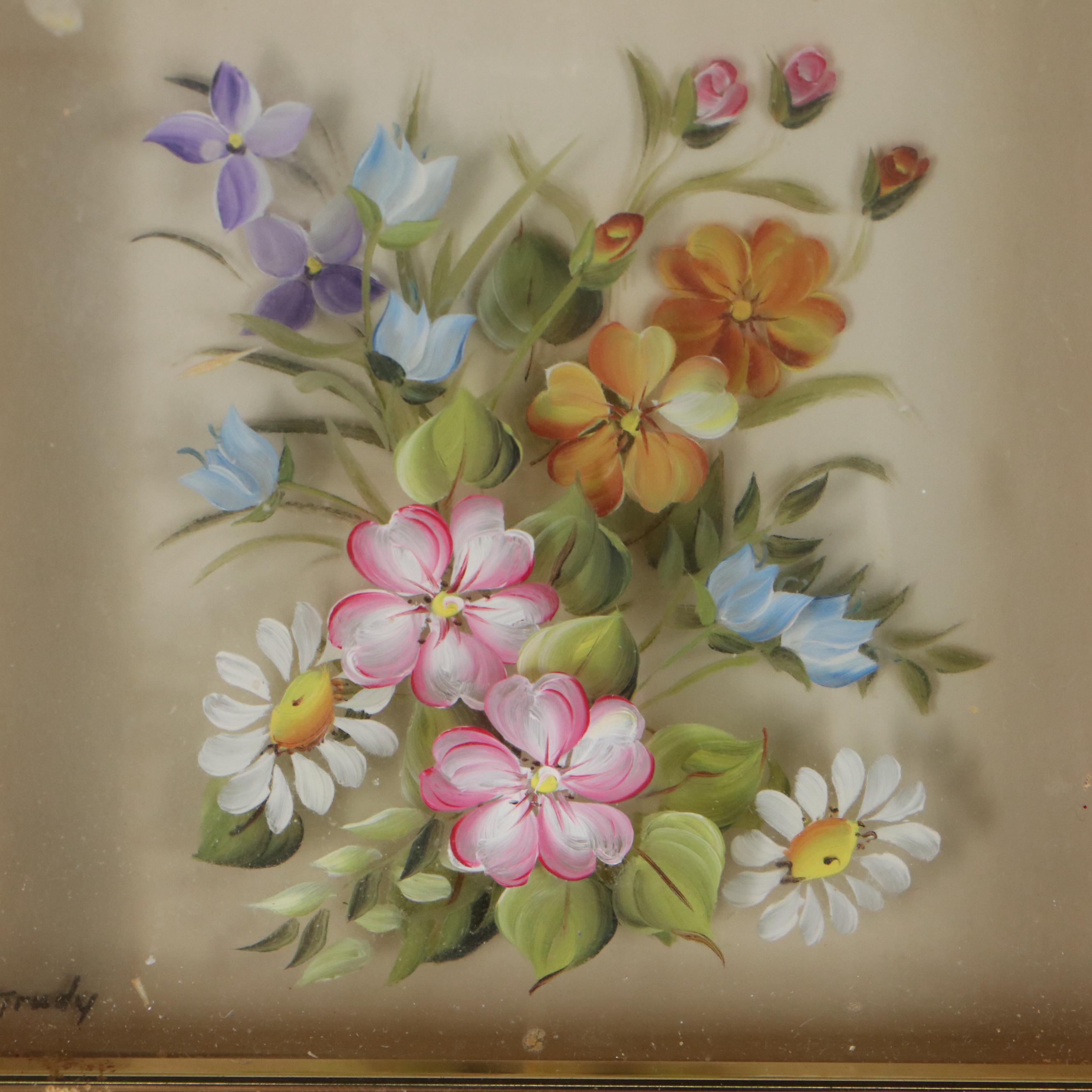 Edmond J. Nogar Dimensional Floral Oil Paintings