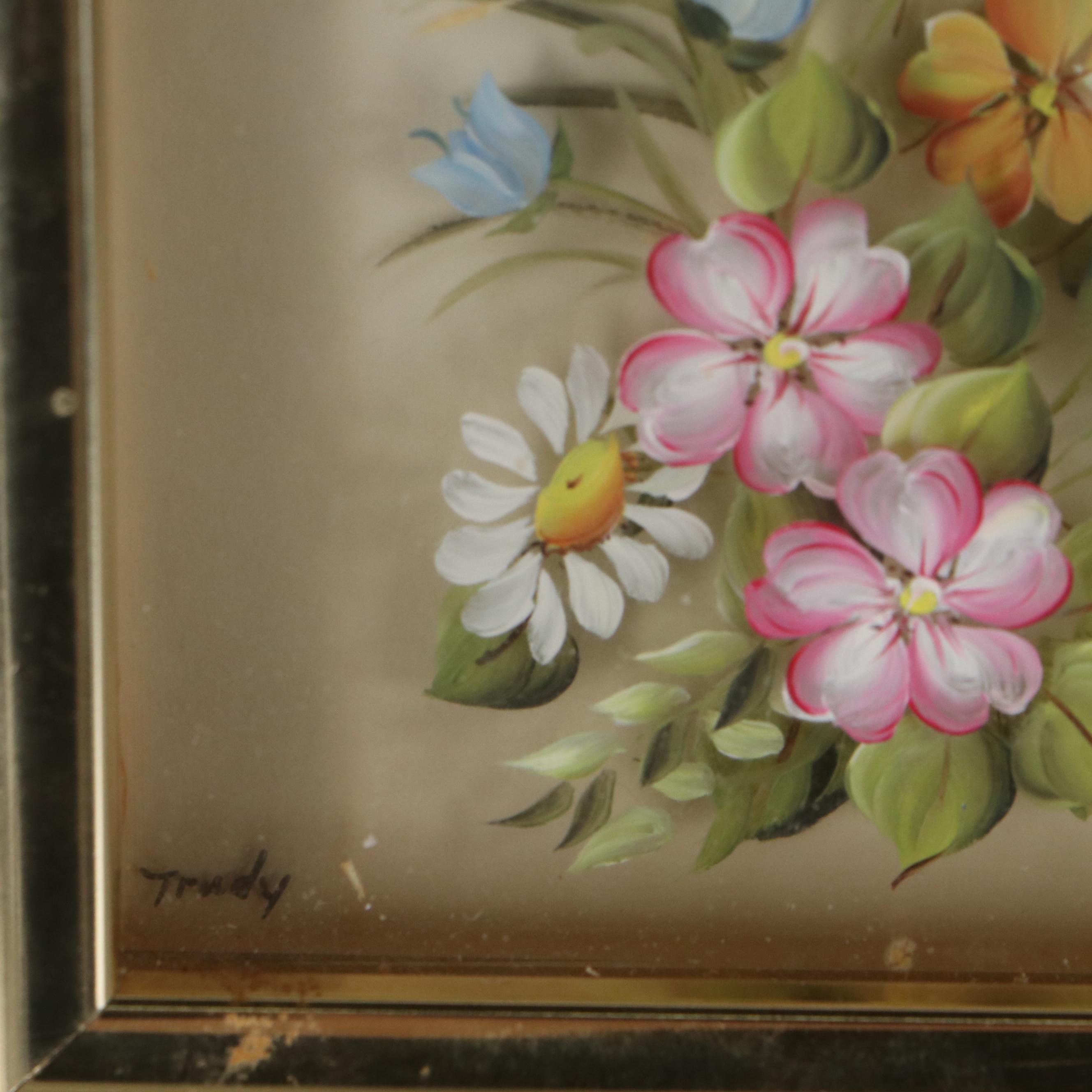 Edmond J. Nogar Dimensional Floral Oil Paintings