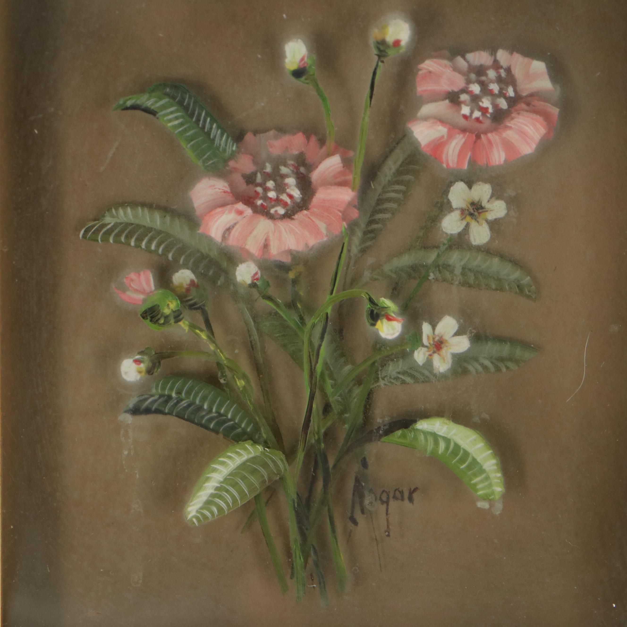 Edmond J. Nogar Dimensional Floral Oil Paintings