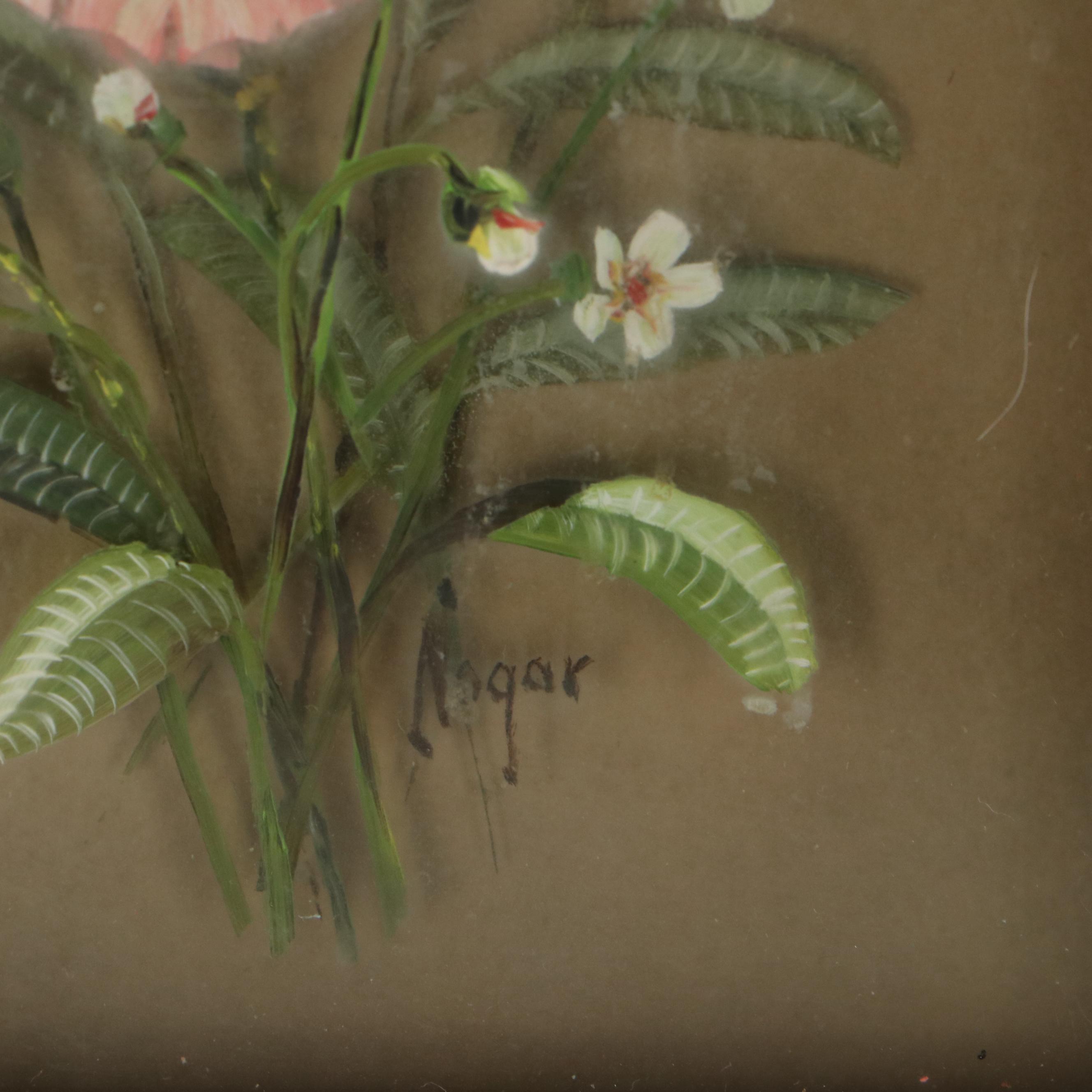 Edmond J. Nogar Dimensional Floral Oil Paintings